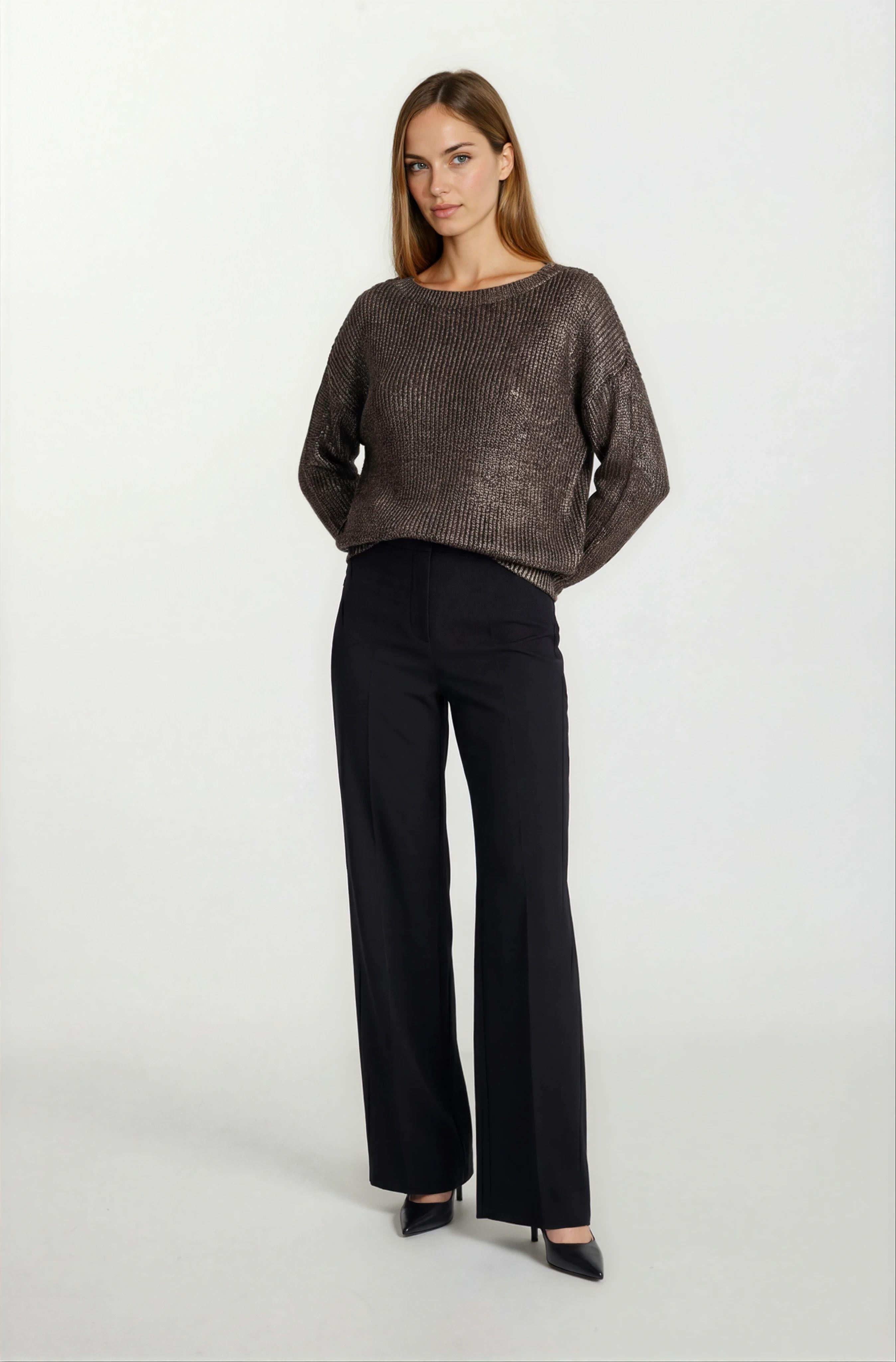 Fishburn Kayık Yaka Triko KAHVE