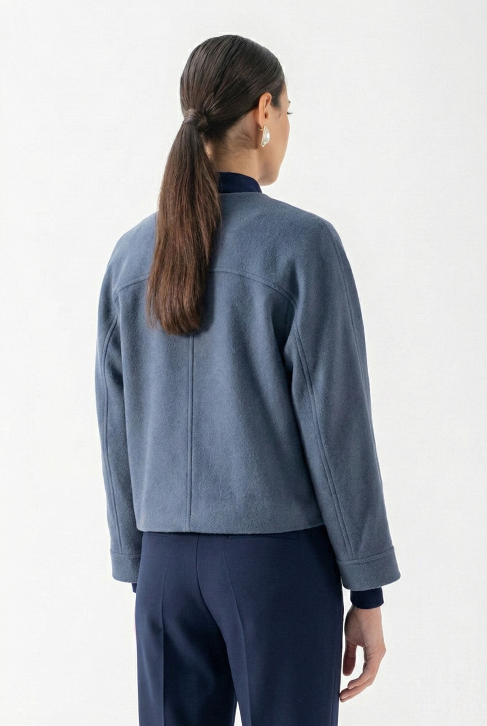 Flenery Yakasız Yarasa Kol Kap İNDİGO