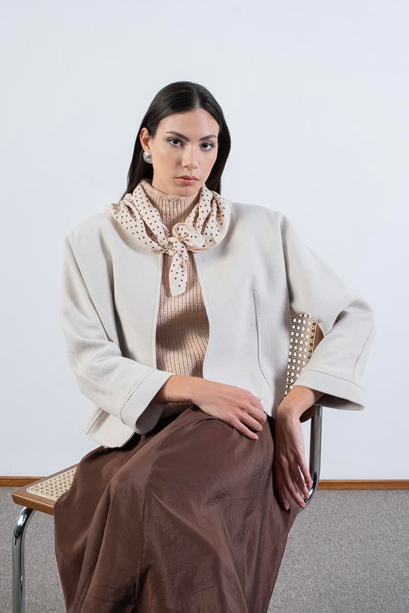 Flenery Yakasız Yarasa Kol Kap TAŞ