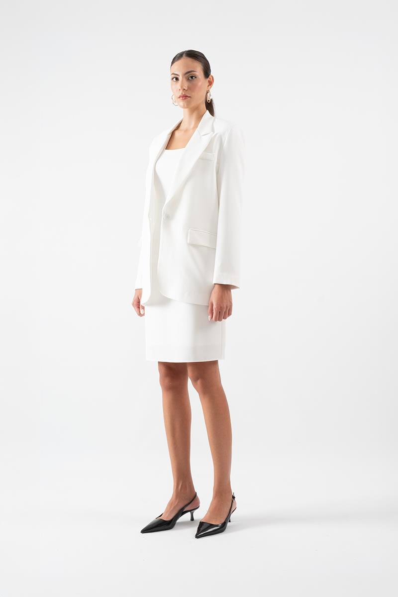 Foscarino Tek Düğme Blazer Ceket EKRU
