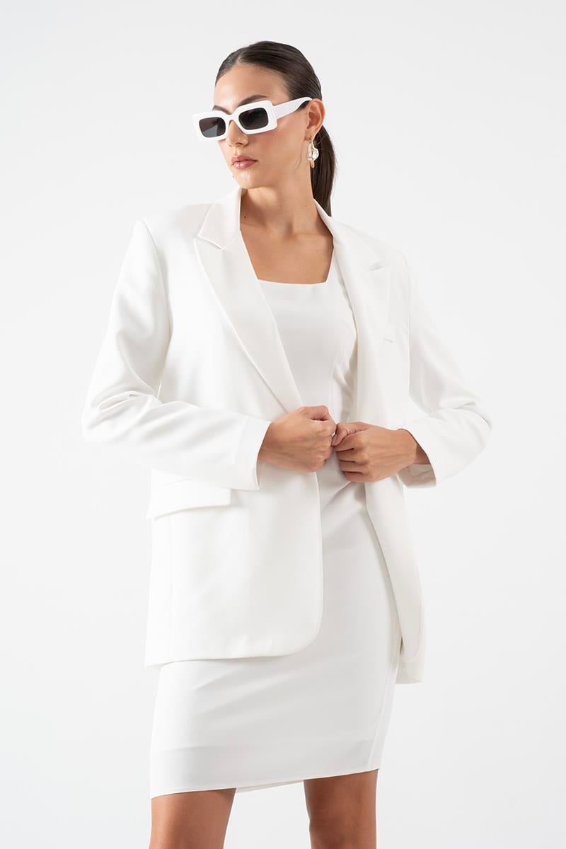 Foscarino Tek Düğme Blazer Ceket EKRU