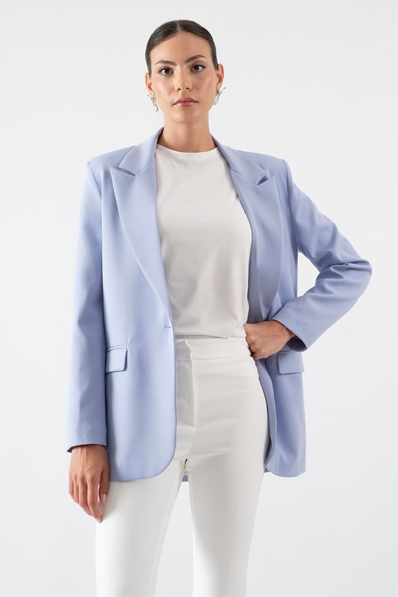 Foscarino Tek Düğme Blazer Ceket MAVİ