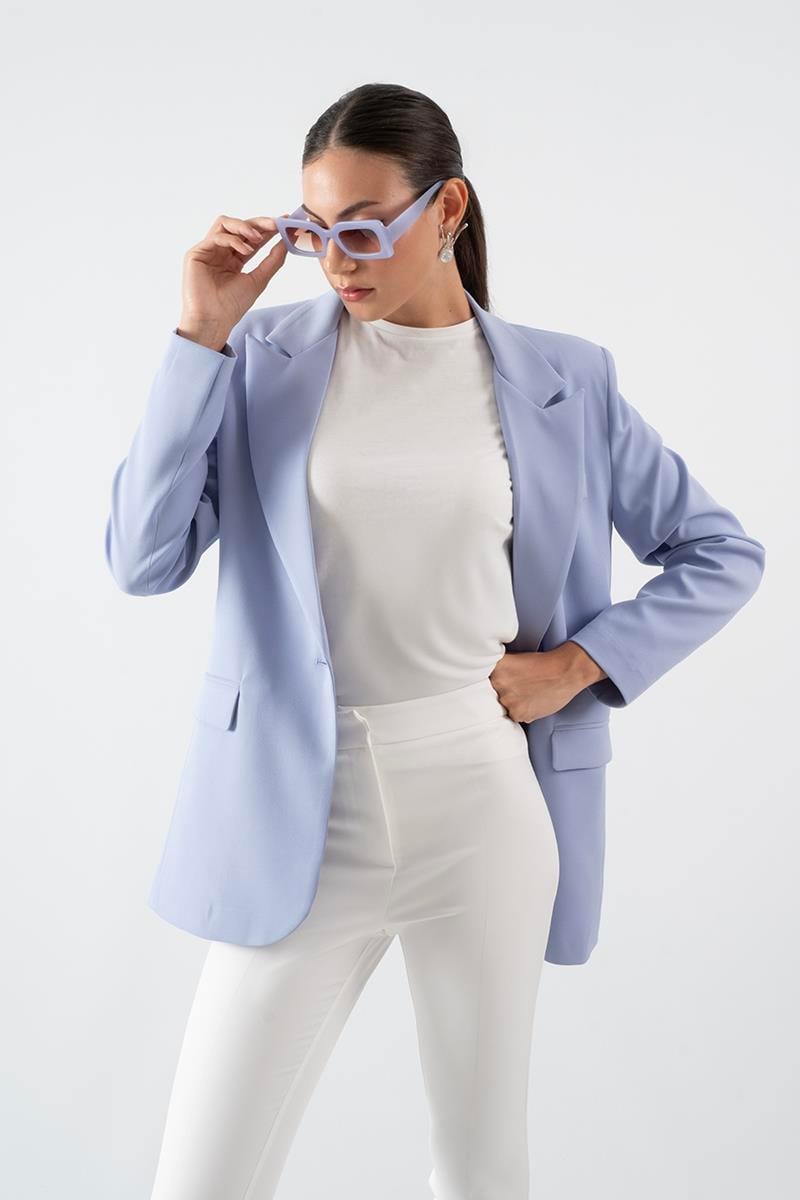 Foscarino Tek Düğme Blazer Ceket MAVİ