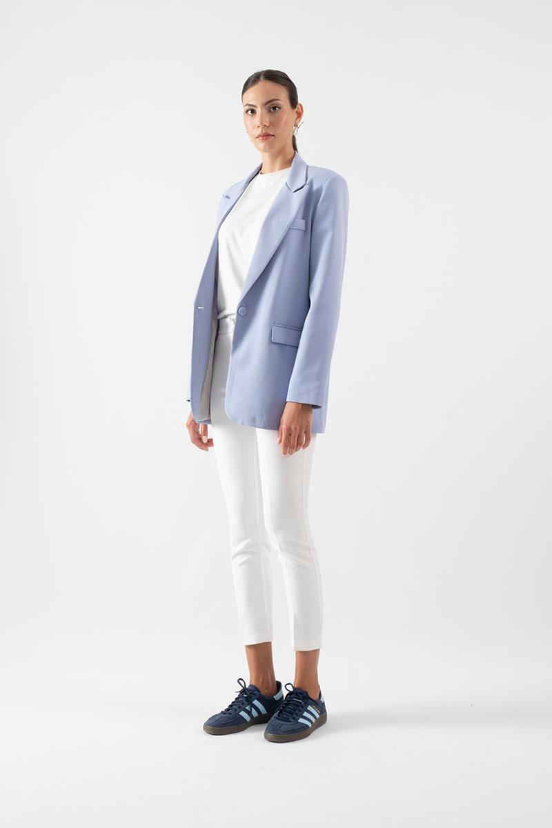Foscarino Tek Düğme Blazer Ceket MAVİ