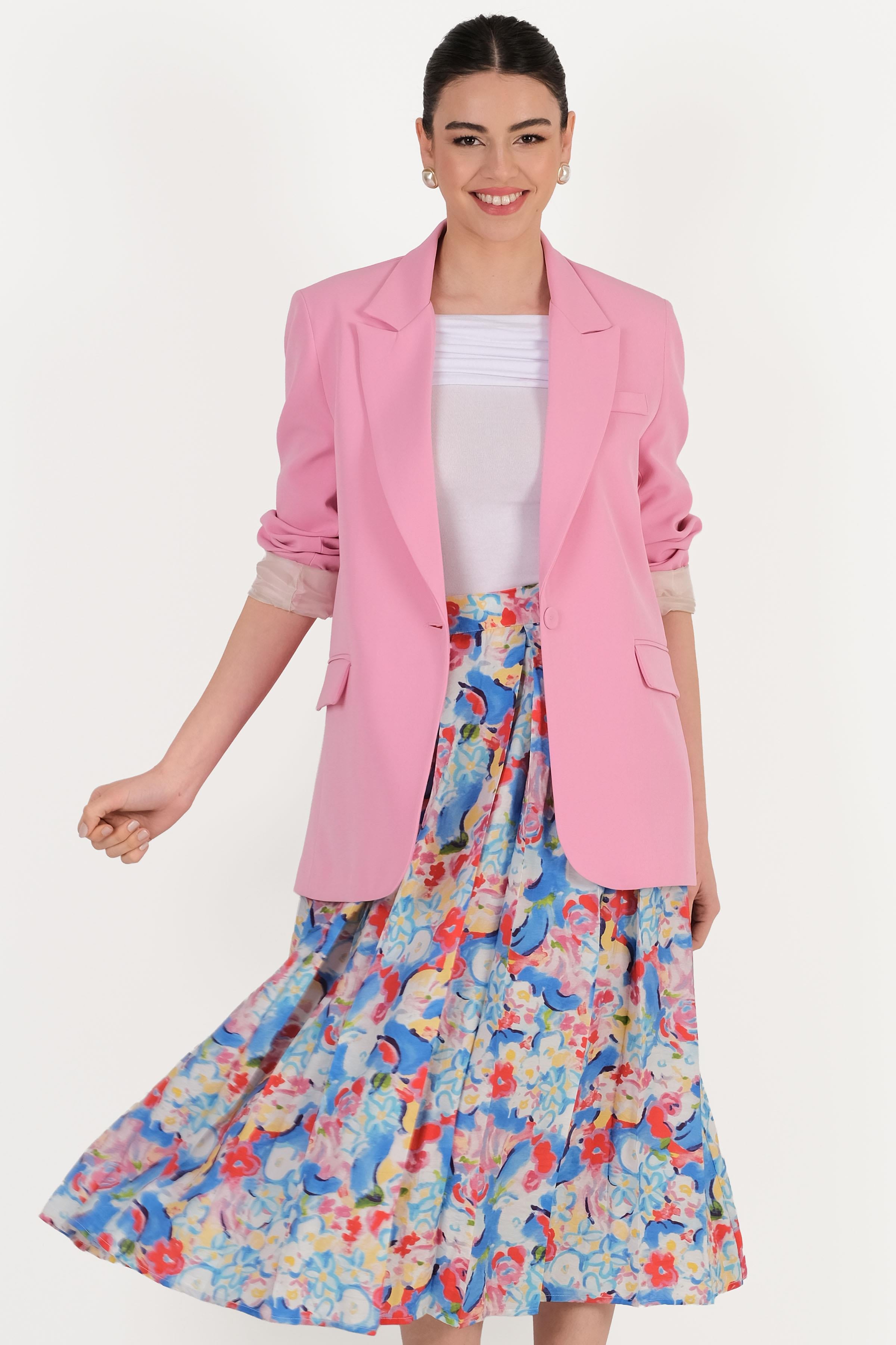 Foscarino Tek Düğme Blazer Ceket PEMBE