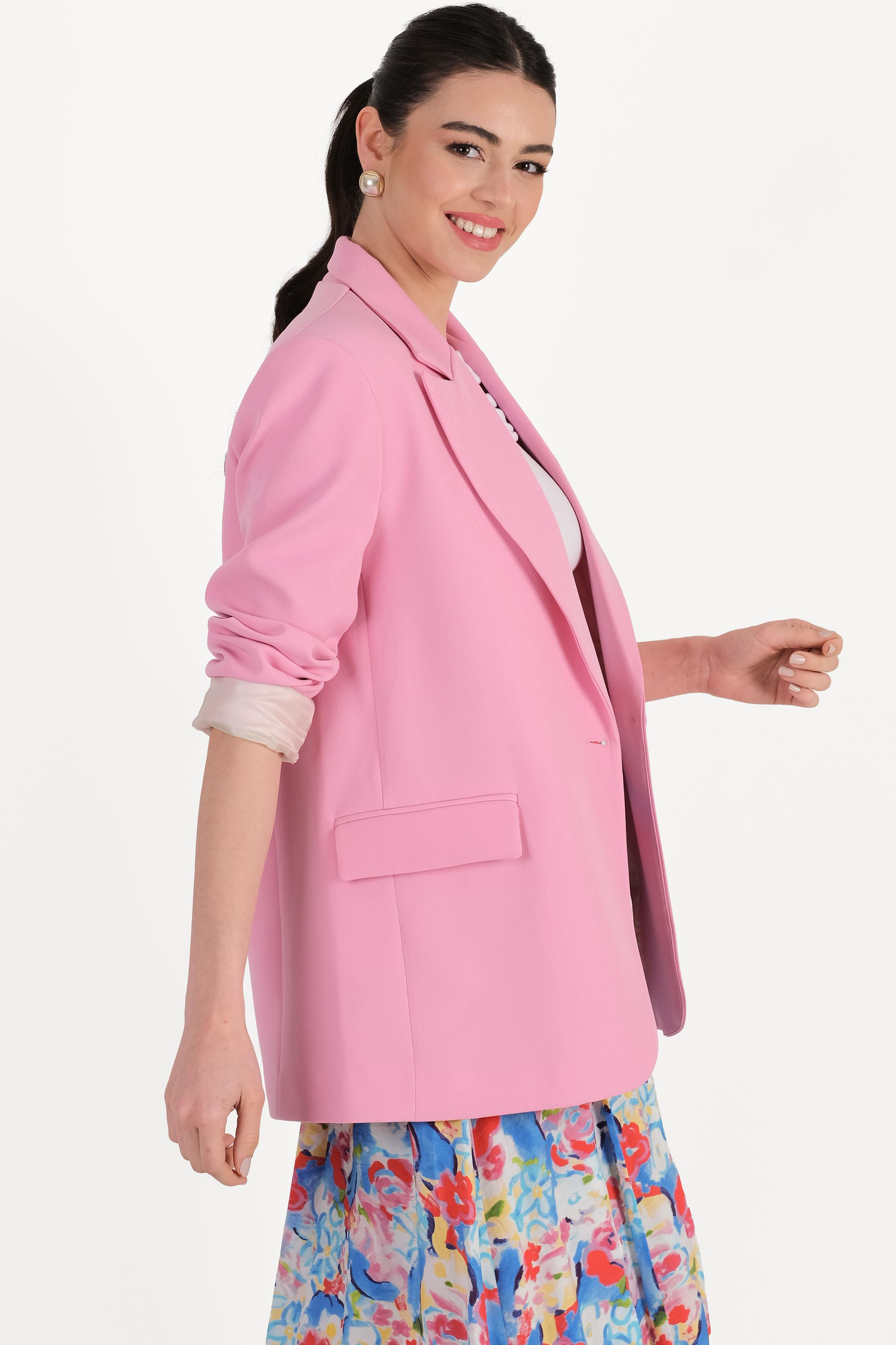Foscarino Tek Düğme Blazer Ceket PEMBE