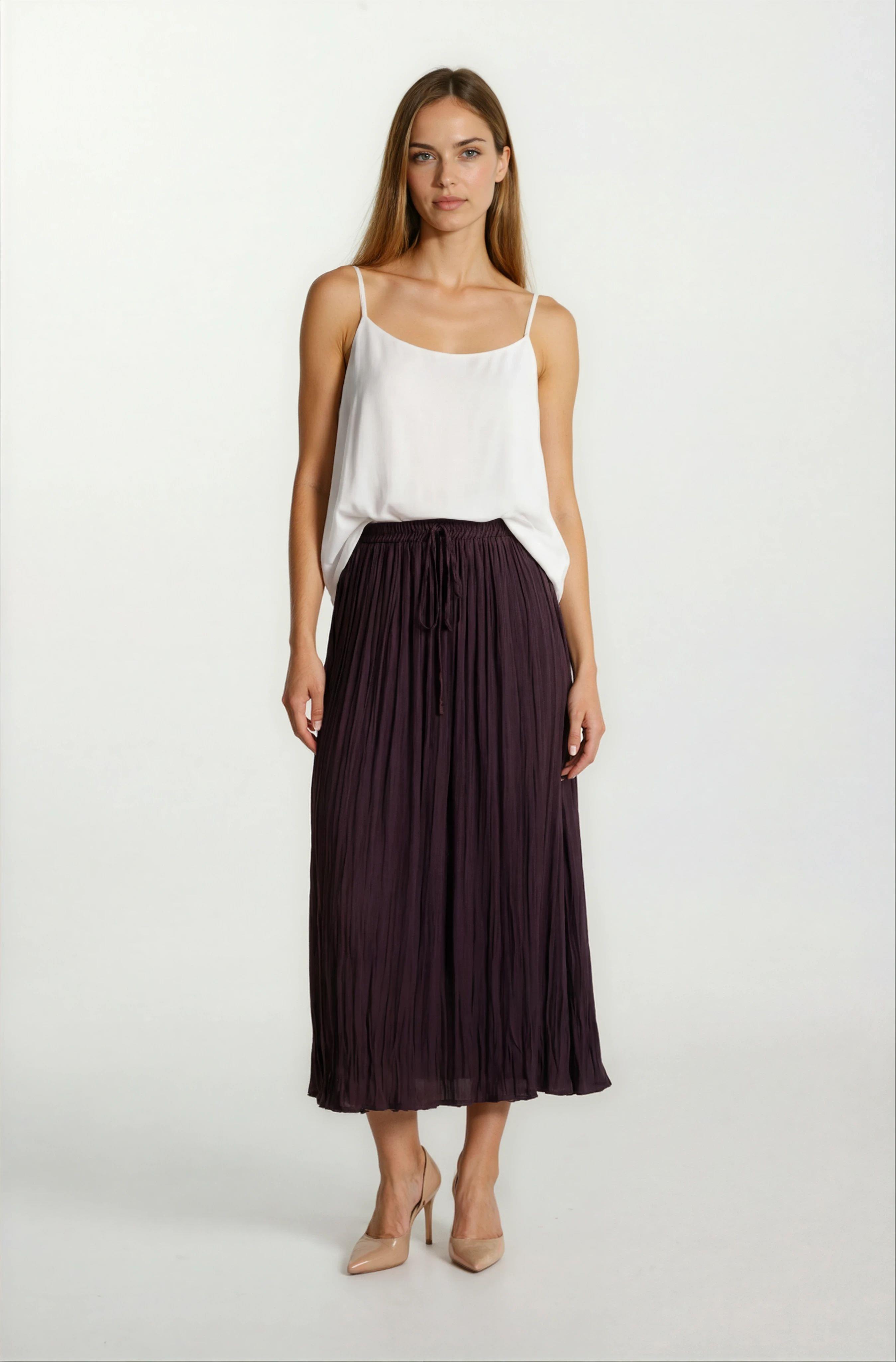 Fredrichs Beli Lastikli Kraş Etek BORDO