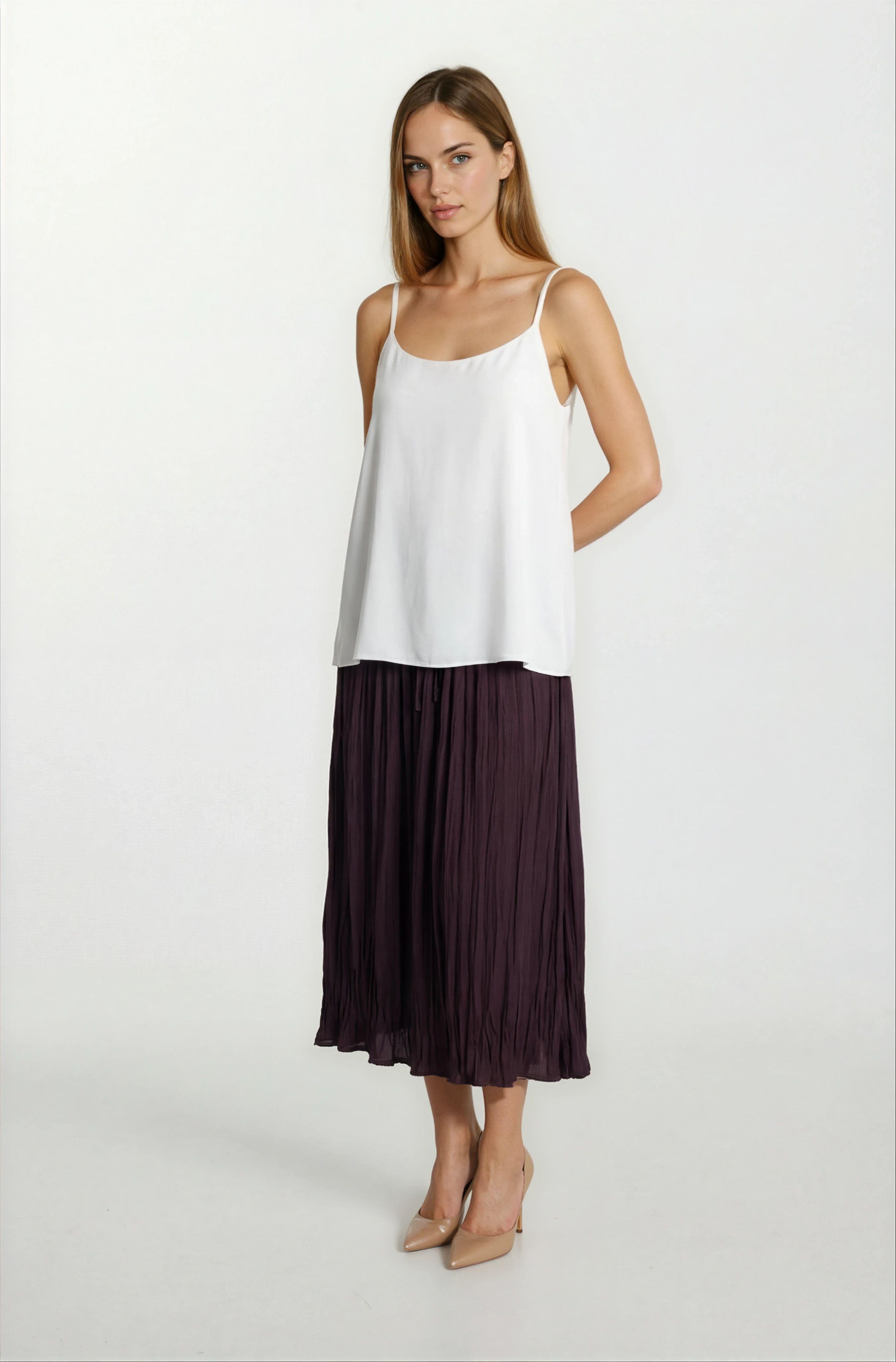 Fredrichs Beli Lastikli Kraş Etek BORDO