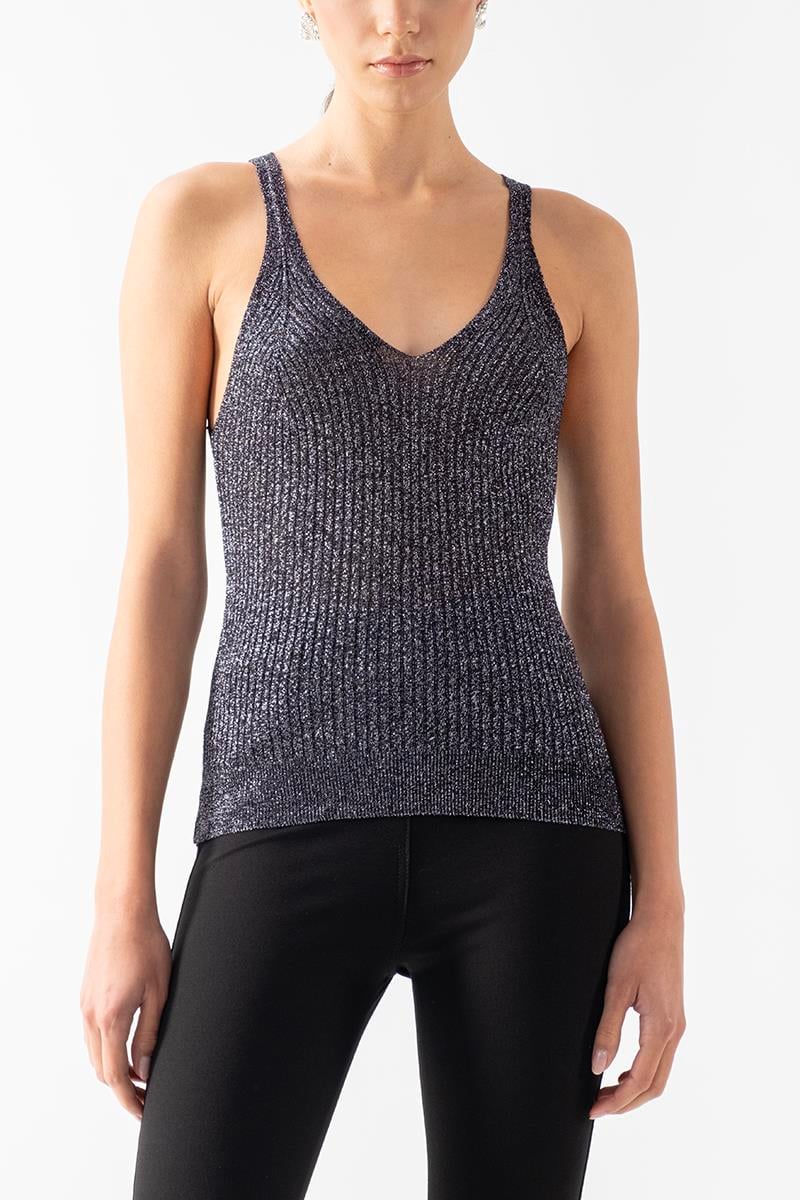 Futterman V Yaka Askılı Simli Triko GÜMÜŞ