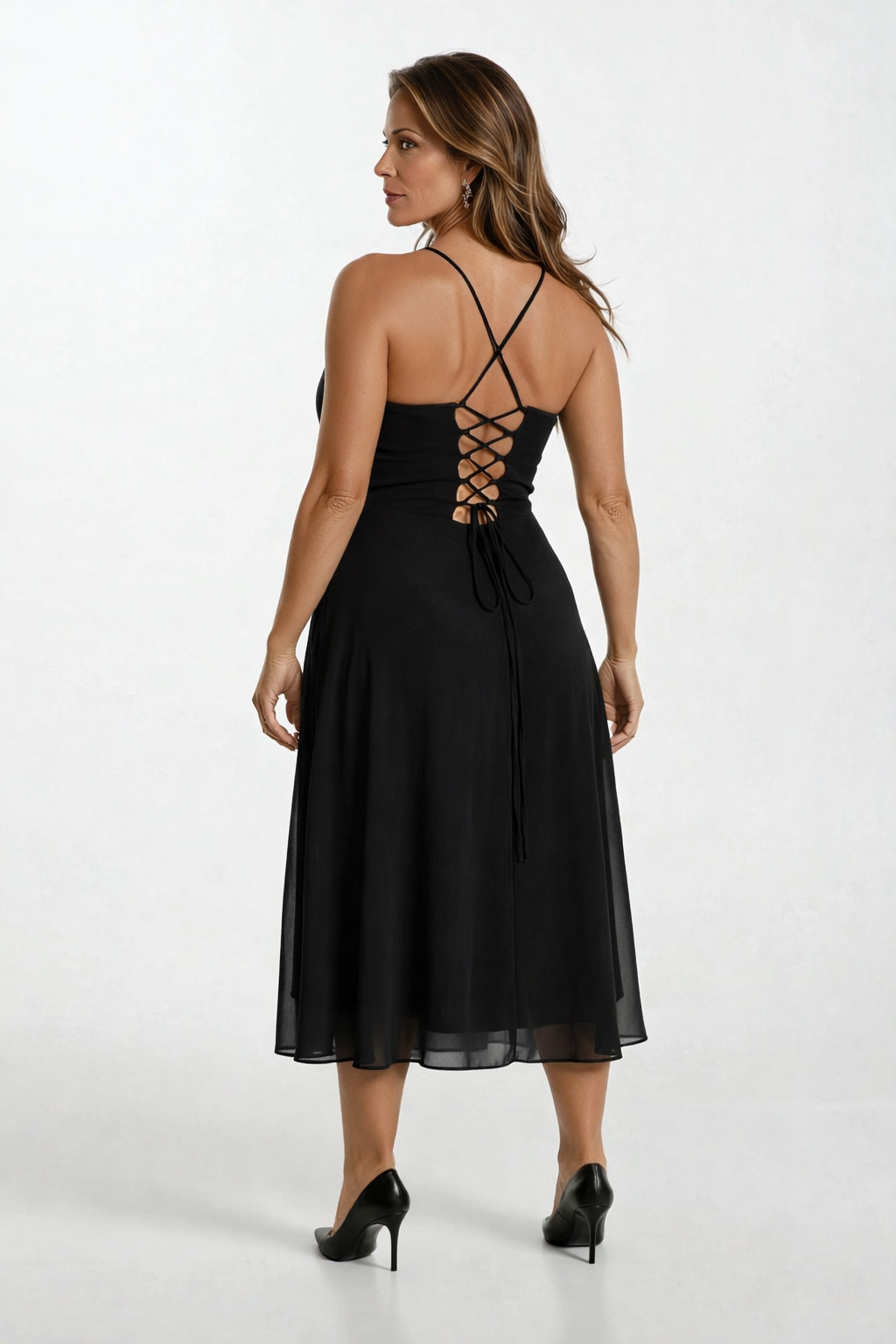 Gegia  Kruvaze Çapraz Bağcıklı Kısa Abiye SİYAH