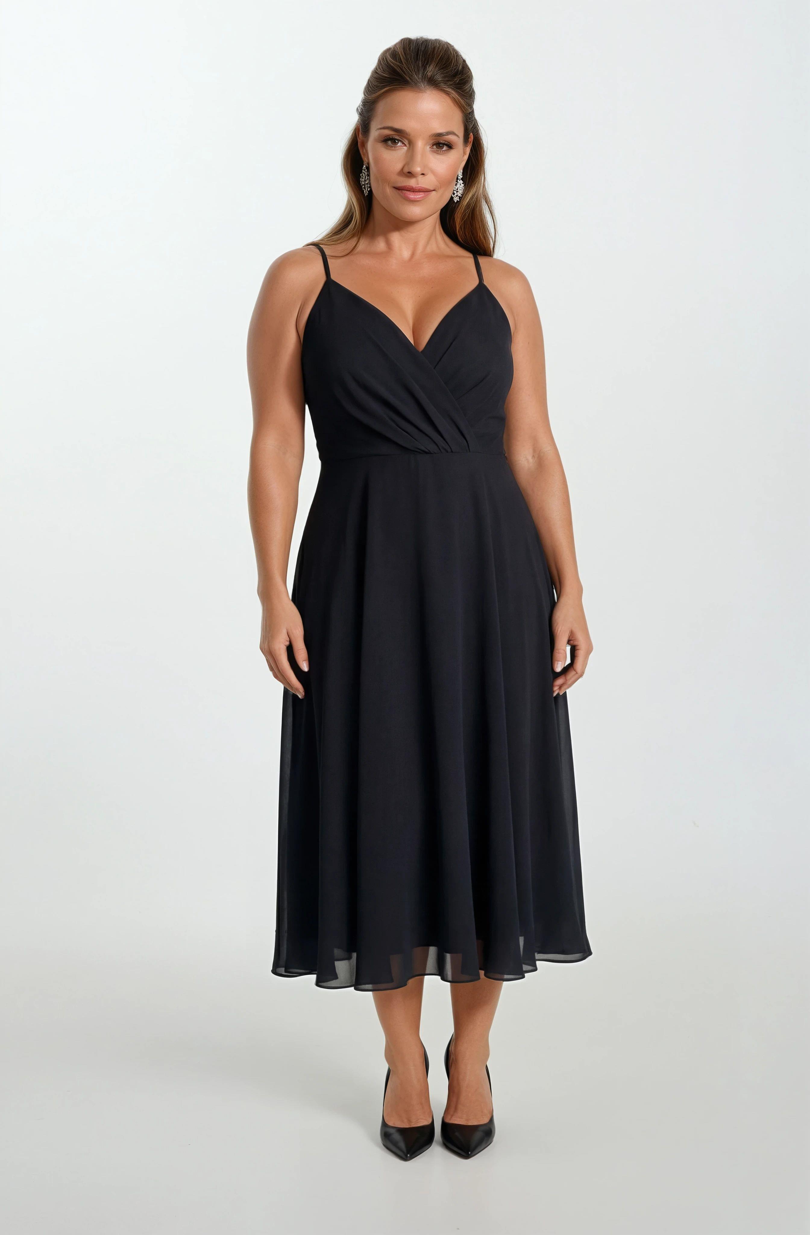 Gegia  Kruvaze Çapraz Bağcıklı Kısa Abiye SİYAH