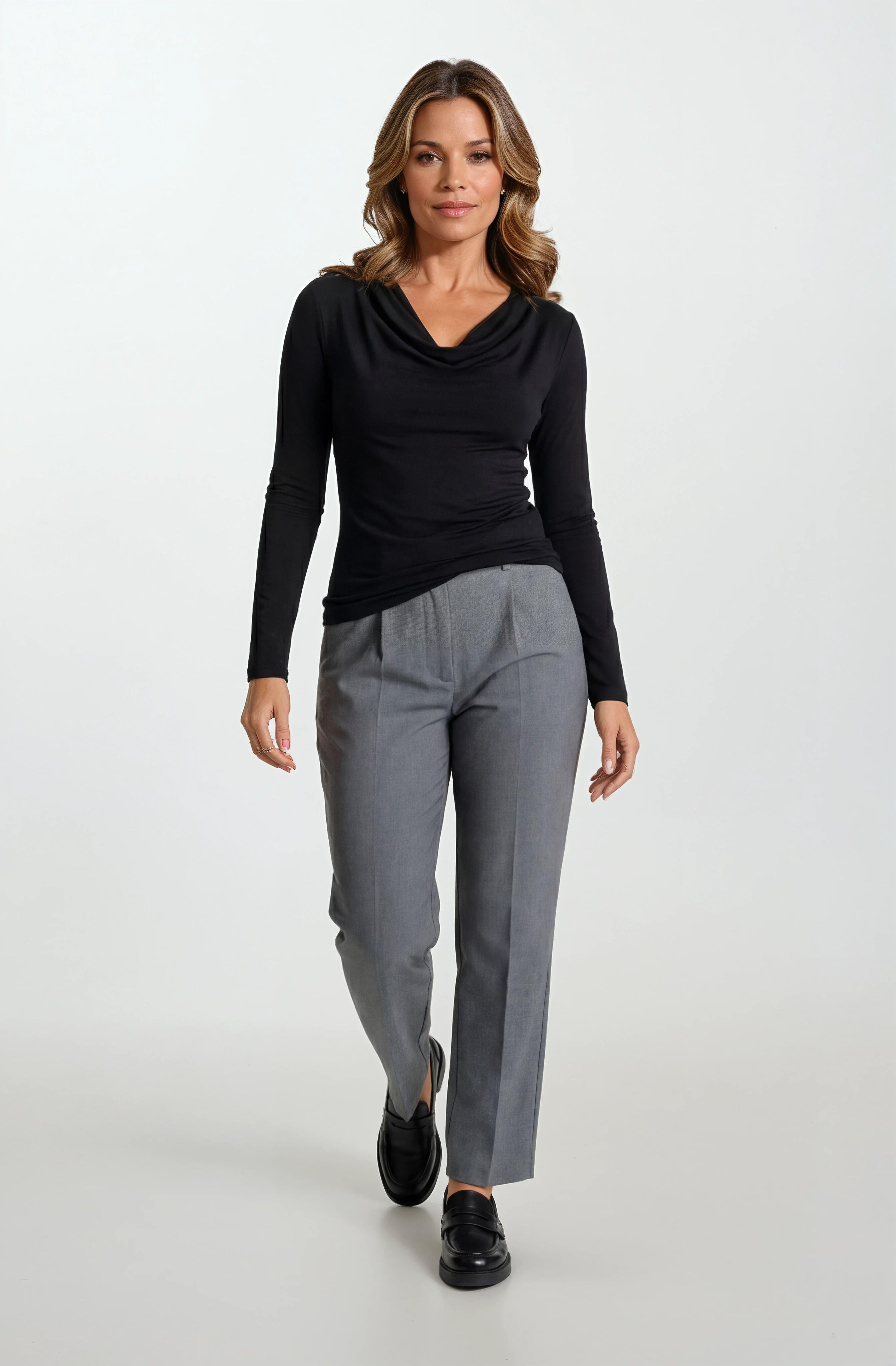 Genuina Pileli Dar Paça Pantolon FÜME