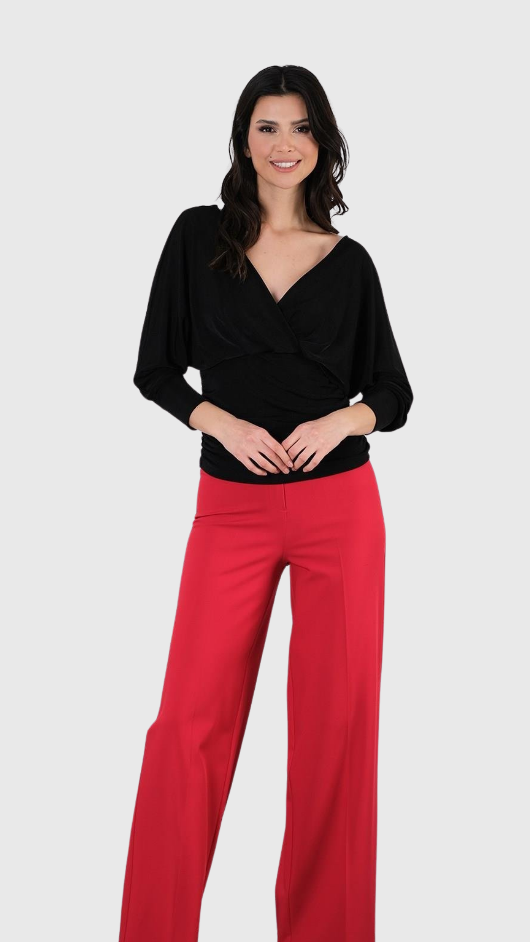 Gerbina Yüksek Bel Bol Paça Pantolon KIRMIZI