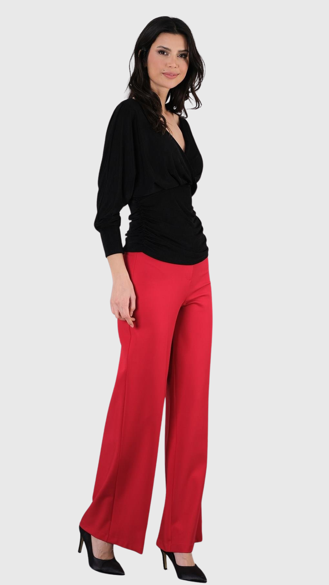 Gerbina Yüksek Bel Bol Paça Pantolon KIRMIZI