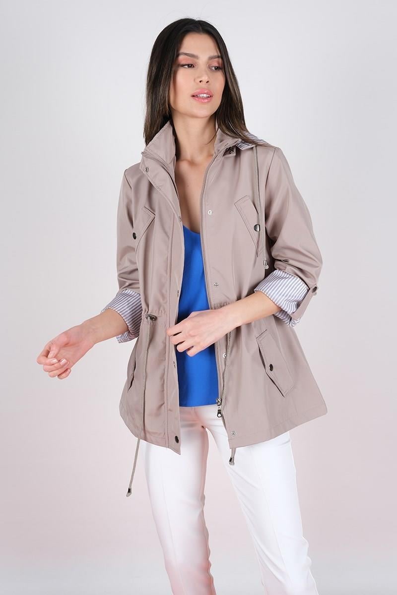 Goudot Kapüşonlu Mevsimlik Parka – Beli Büzgülü, Çıtçıt Detaylı TAŞ