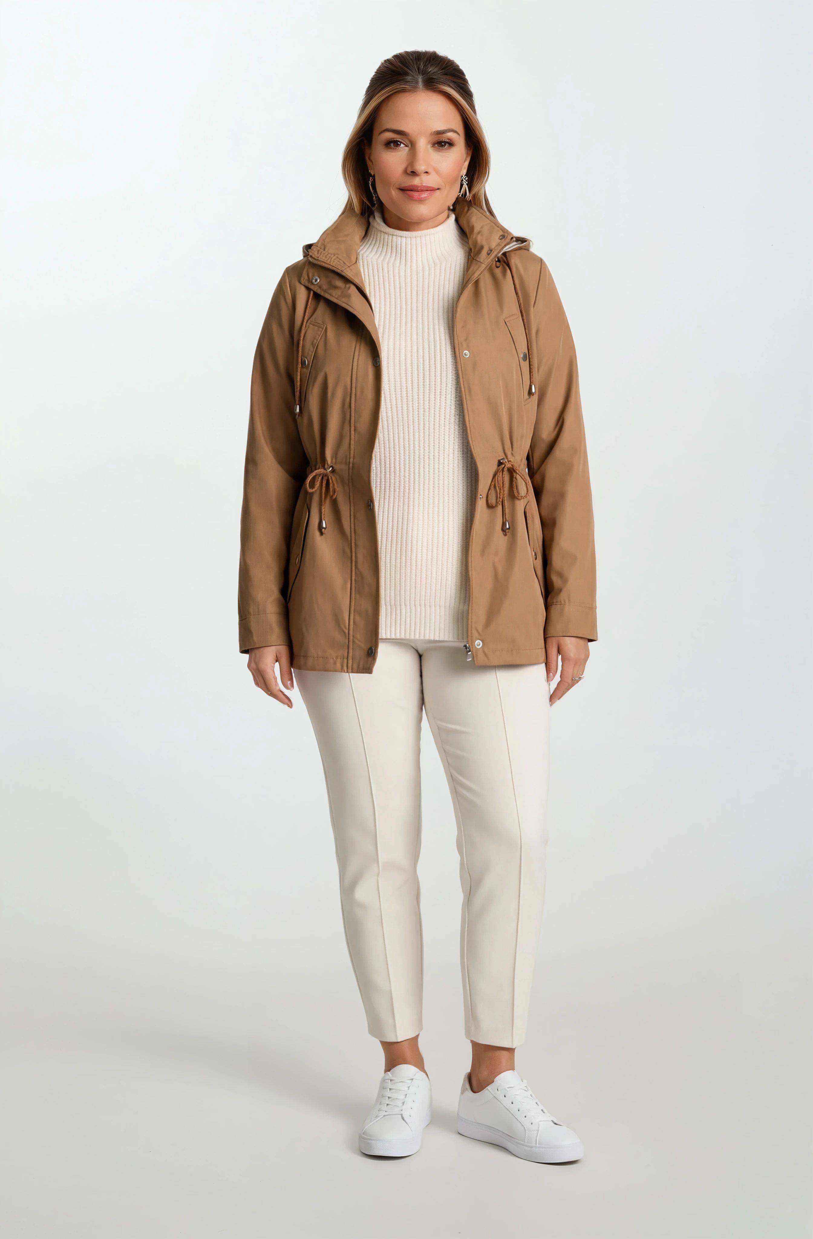 Goudot Kapüşonlu Mevsimlik Parka – Beli Büzgülü, Çıtçıt Detaylı TABA