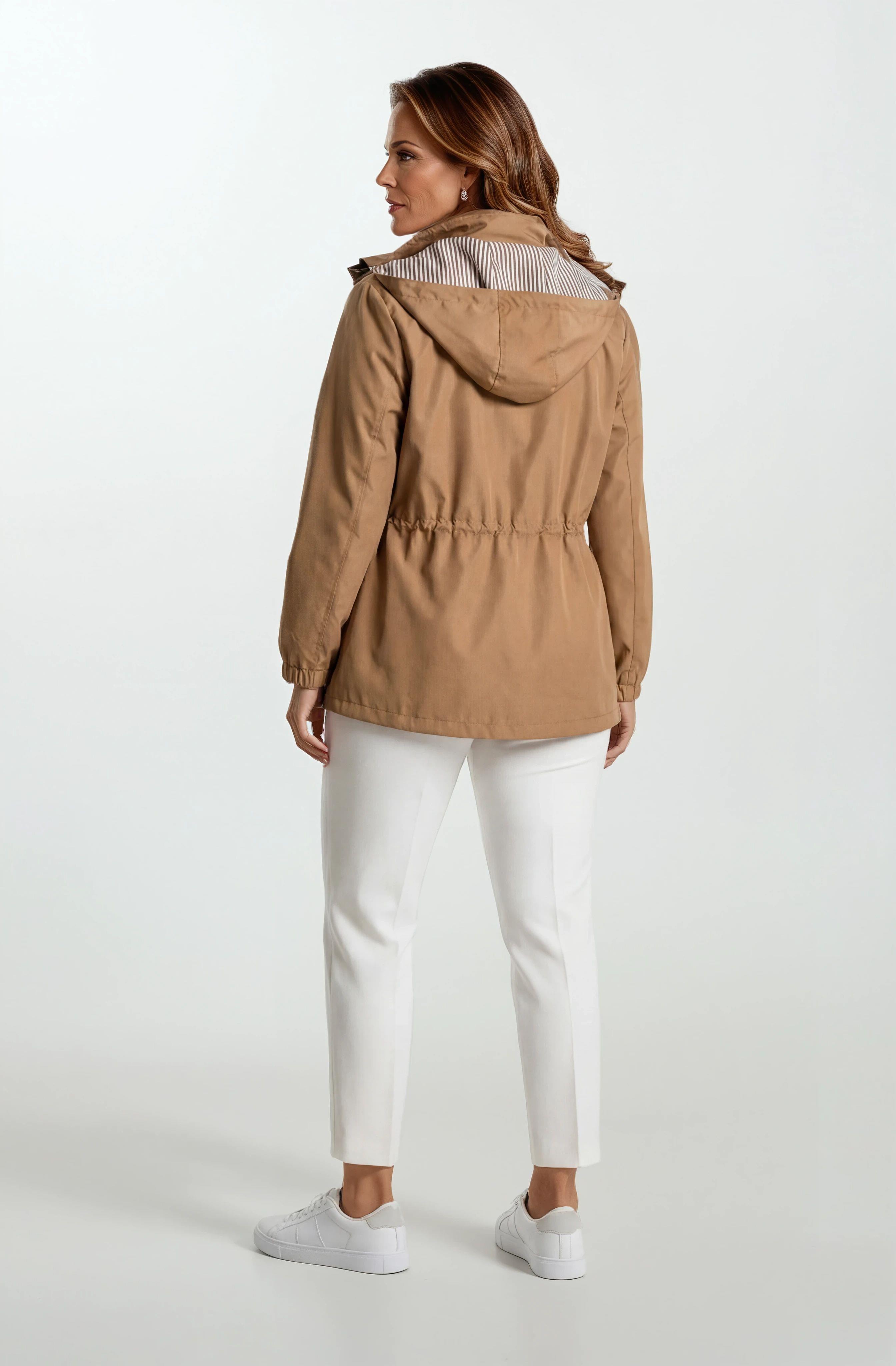 Goudot Kapüşonlu Mevsimlik Parka – Beli Büzgülü, Çıtçıt Detaylı TABA