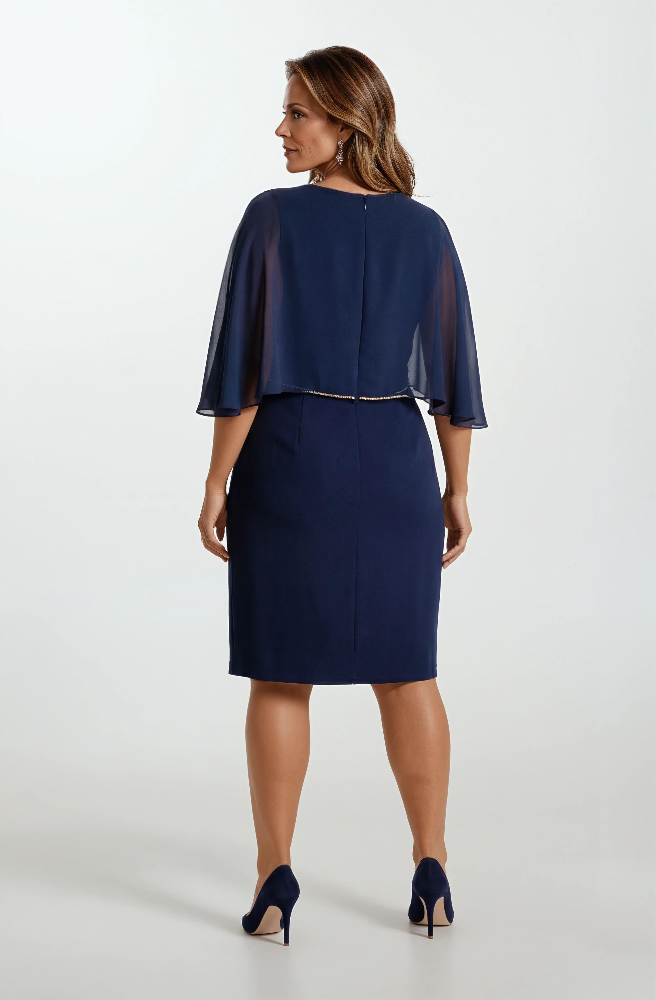 Guelfino Kruvaze Yaka Kısa Abiye Elbise LACİVERT