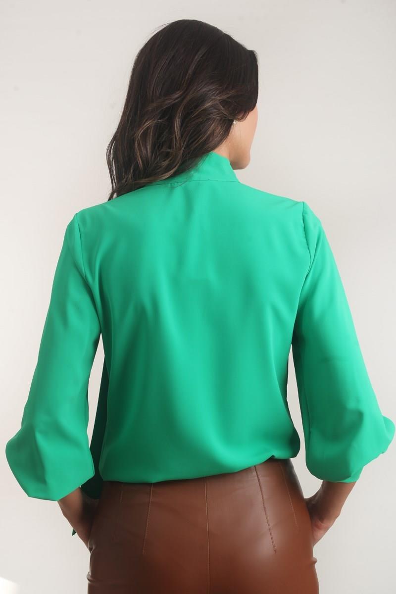 Humberto Şal Yaka Bluz ZÜMRÜT