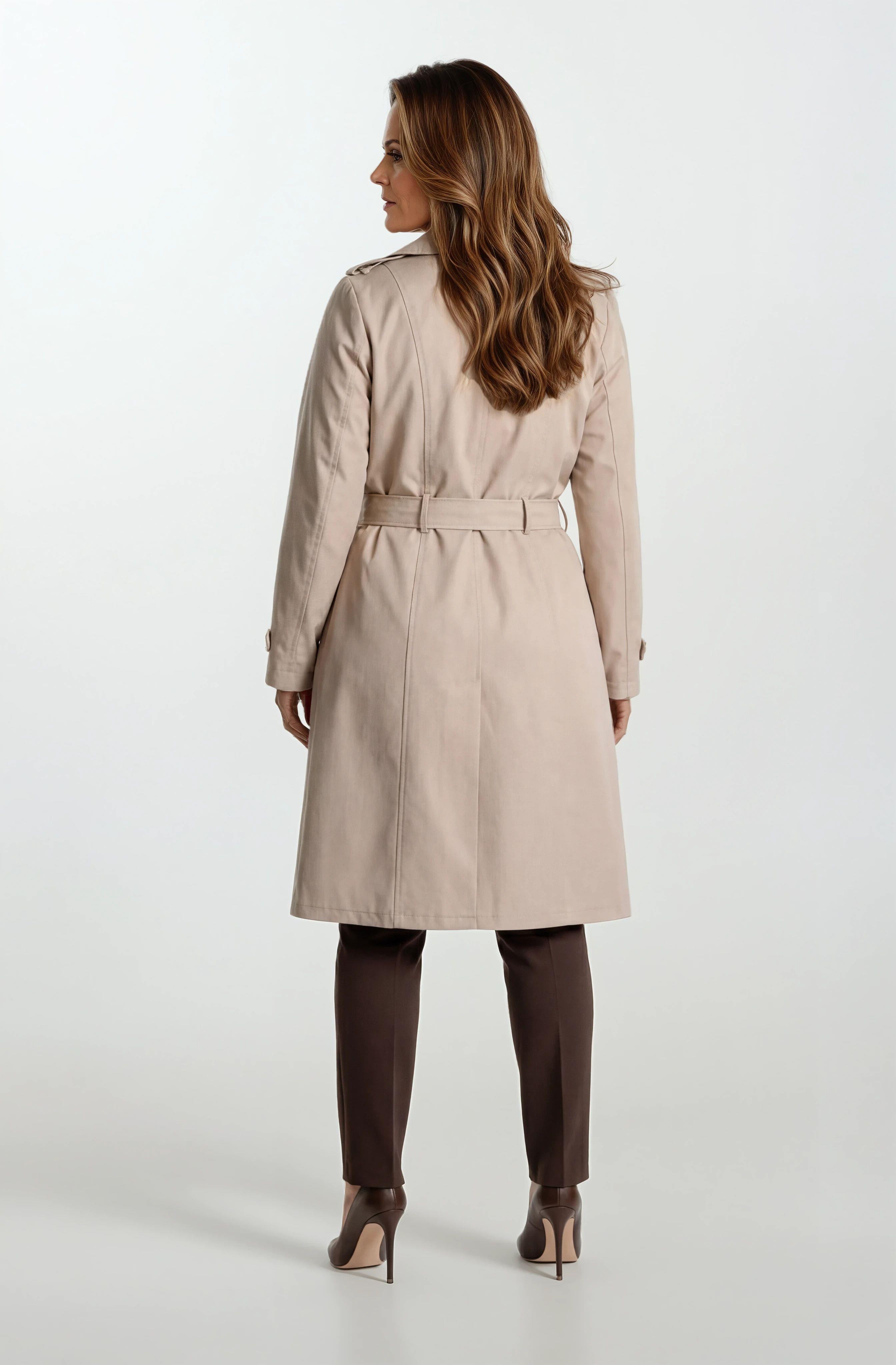 İmperatrice Kruvaze Yaka Kuşaklı Trençkot BEJ