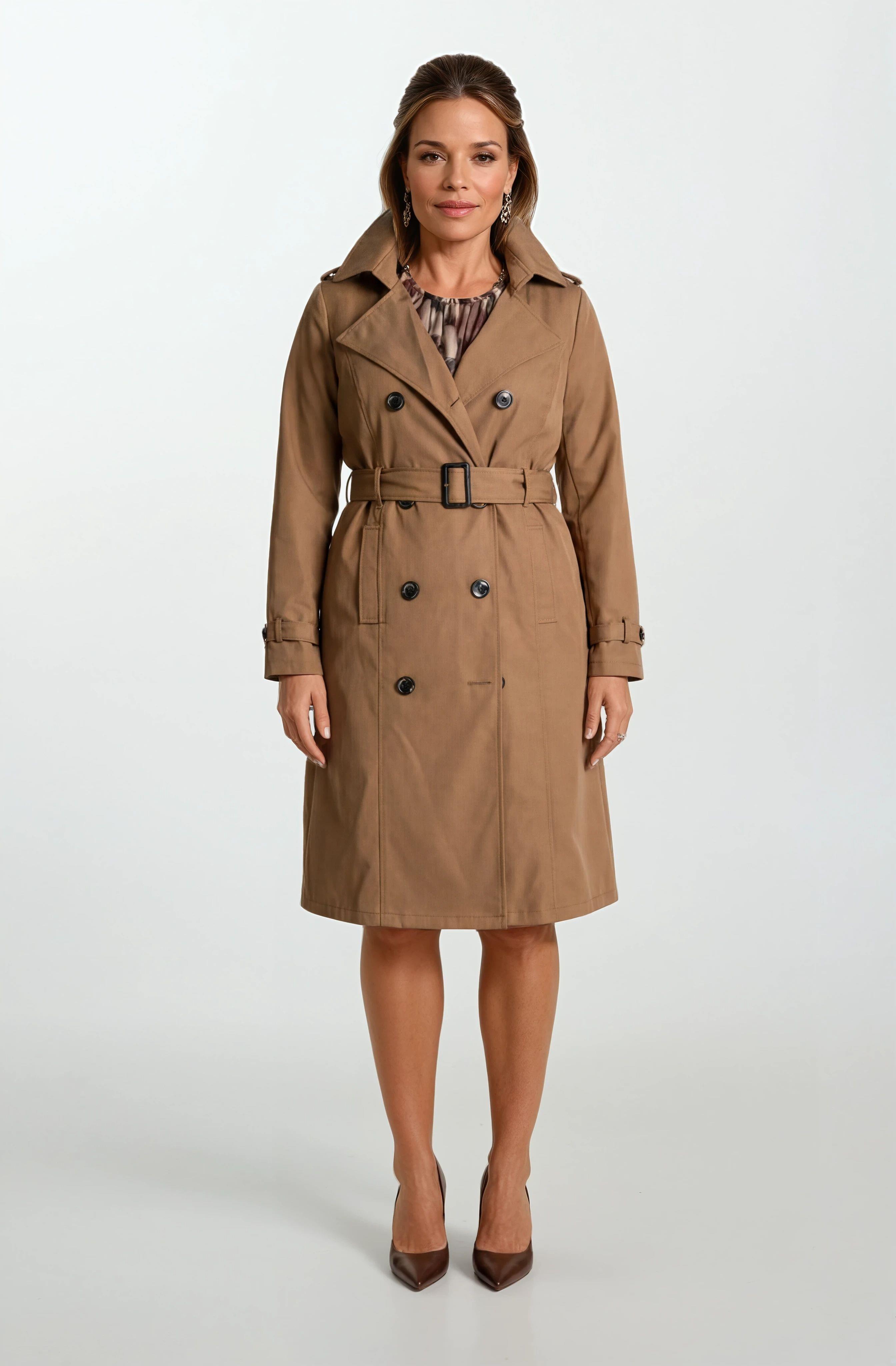 İmperatrice Kruvaze Yaka Kuşaklı Trençkot TABA