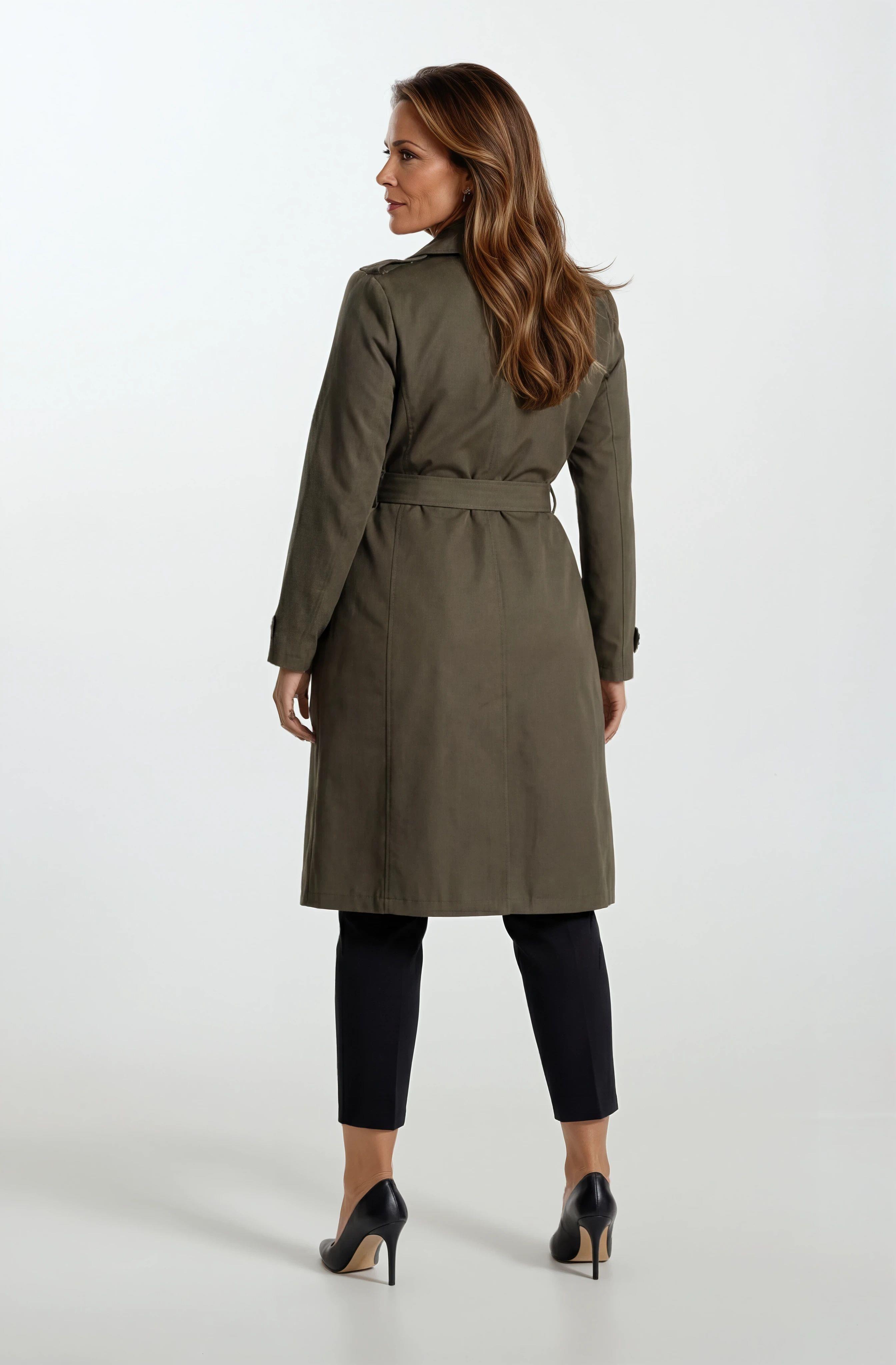 İmperatrice Kruvaze Yaka Kuşaklı Trençkot HAKİ