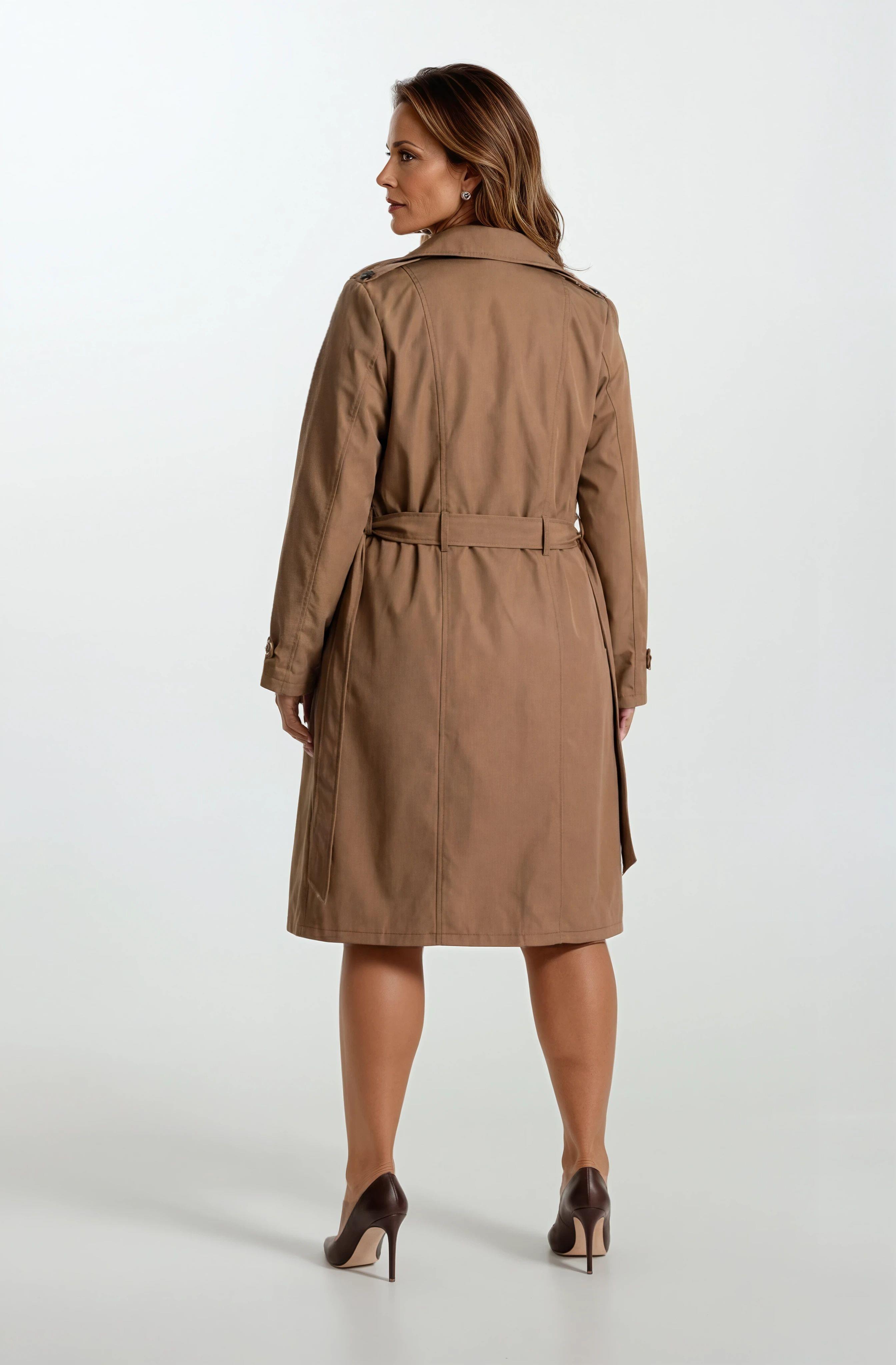 İmperatrice Kruvaze Yaka Kuşaklı Trençkot TABA