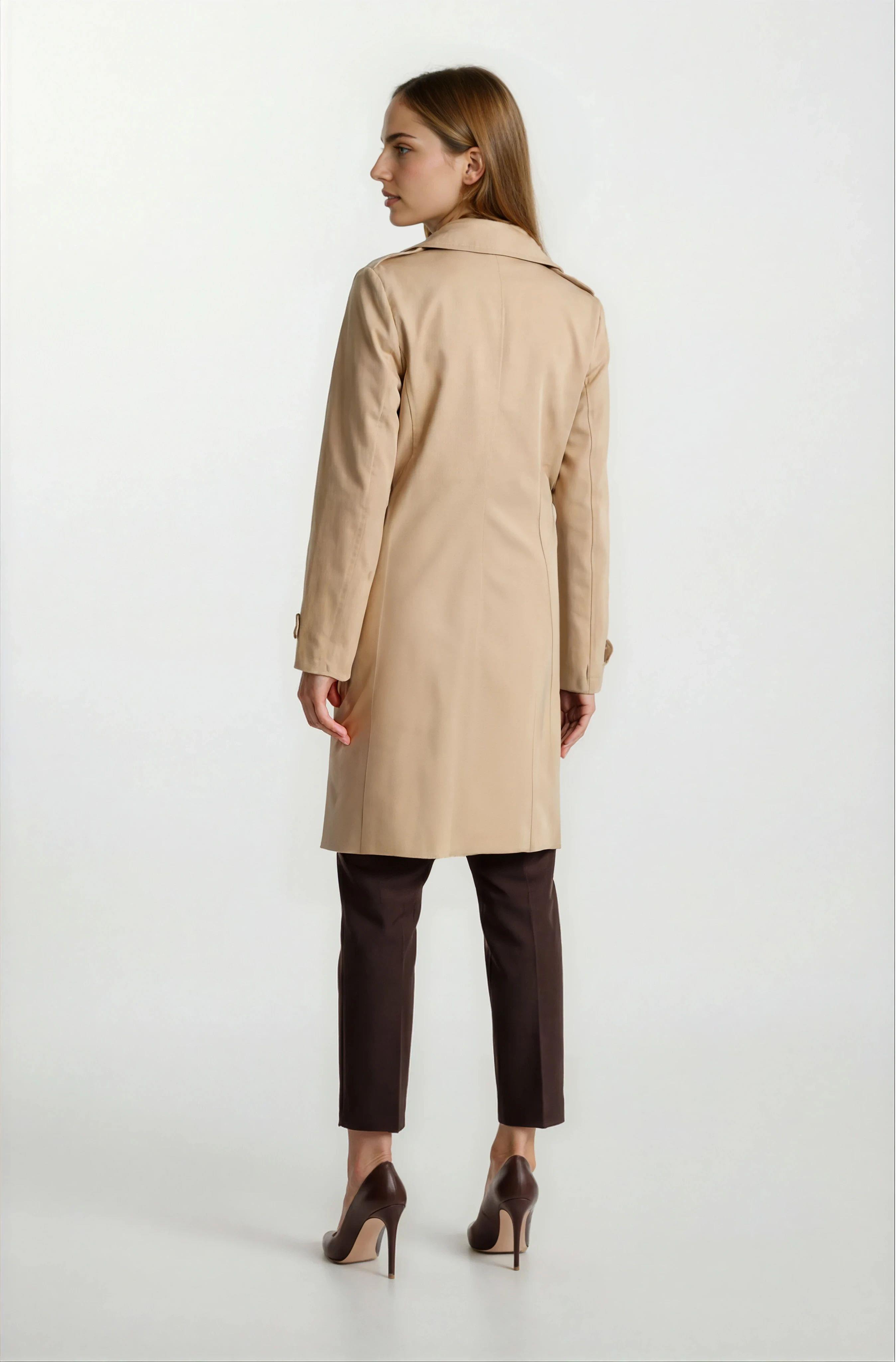 İmperatrice Kruvaze Yaka Kuşaklı Trençkot CAMEL