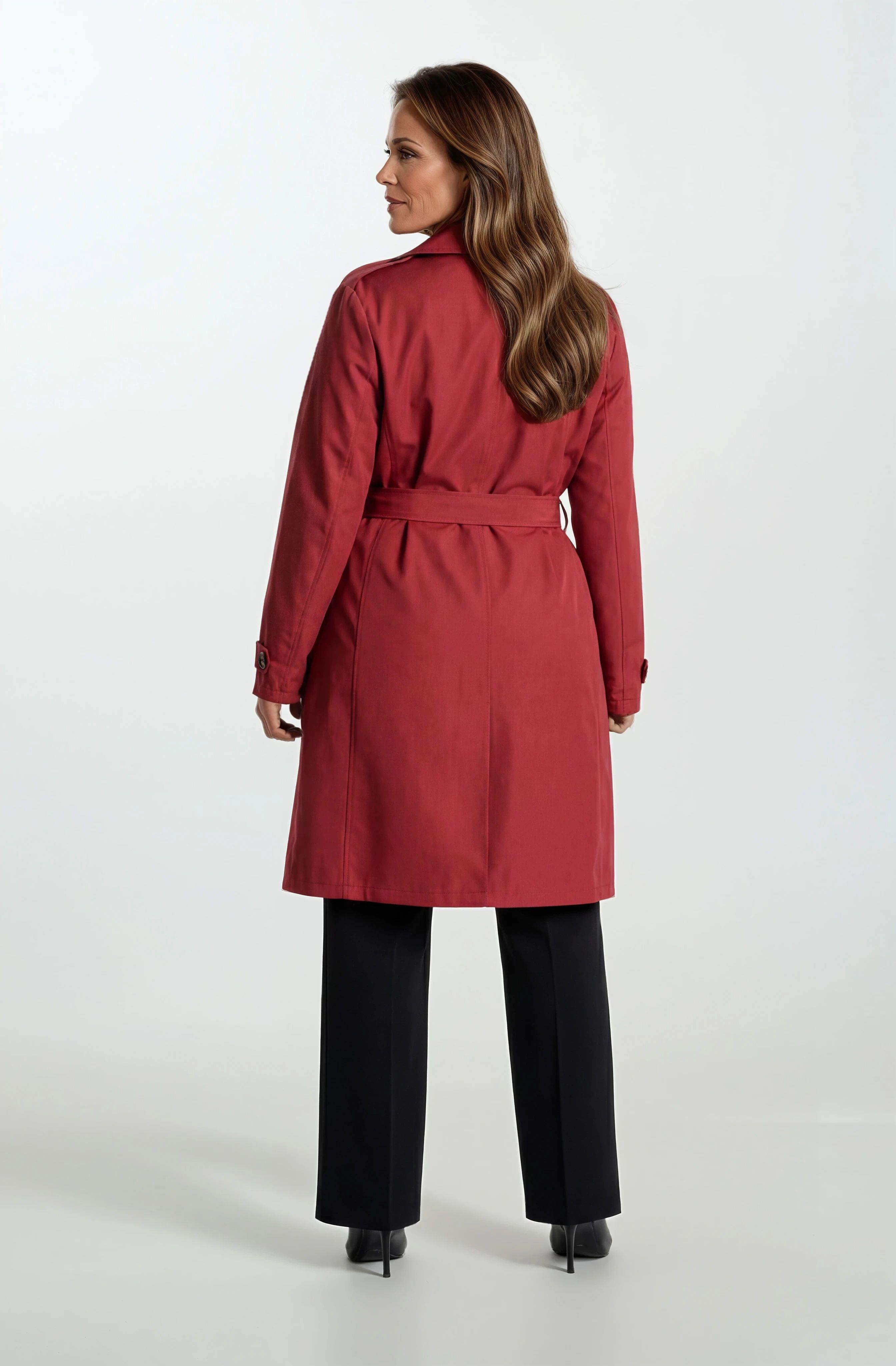 İmperatrice Kruvaze Yaka Kuşaklı Trençkot BORDO