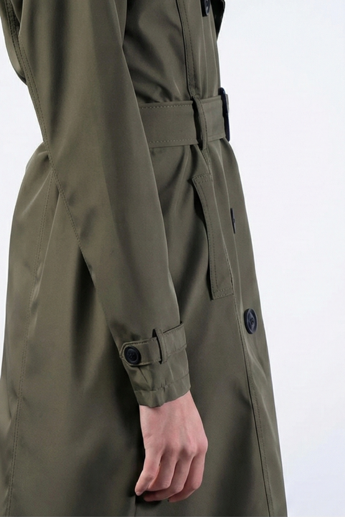 İmperatrice Kruvaze Yaka Kuşaklı Trençkot HAKİ