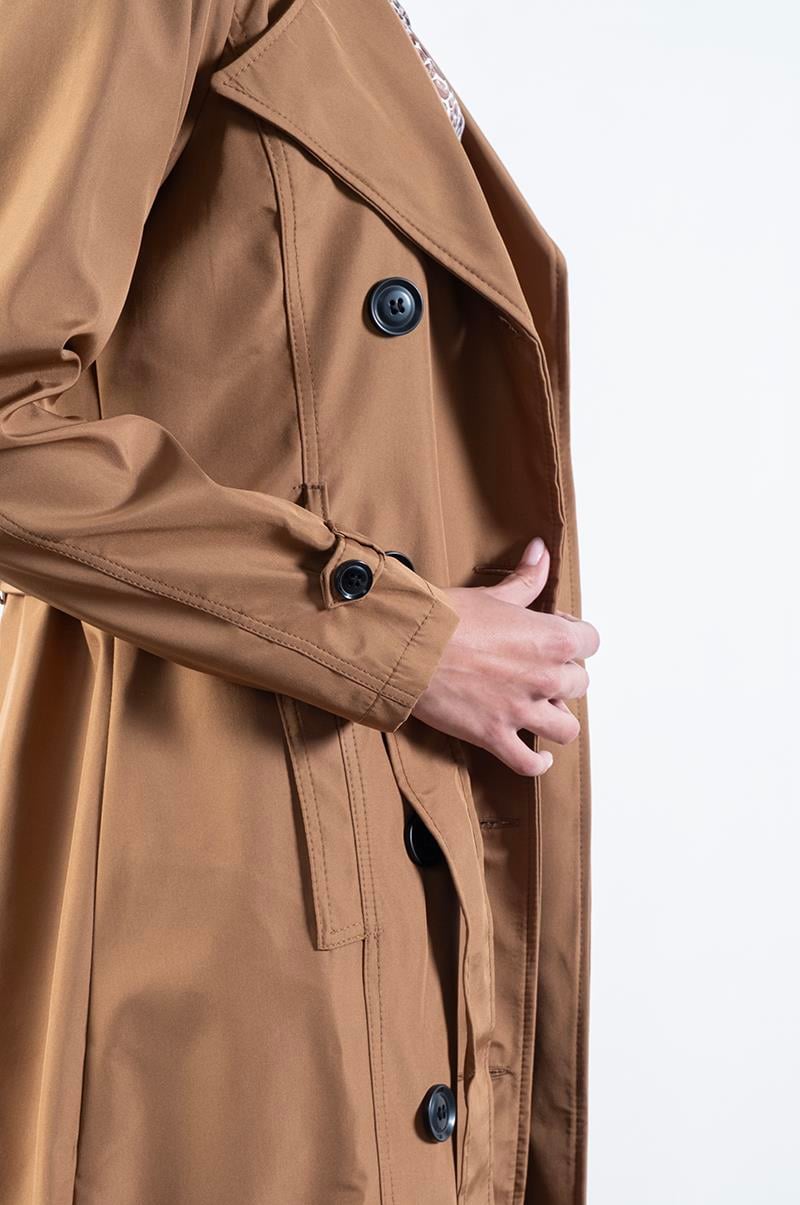 İmperatrice Kruvaze Yaka Kuşaklı Trençkot TABA