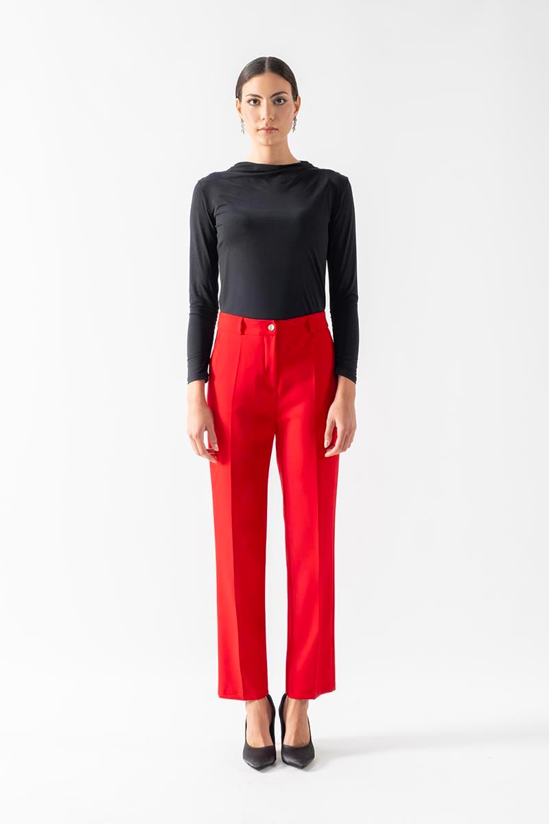 İncoronato Klasik Krep Pantolon KIRMIZI