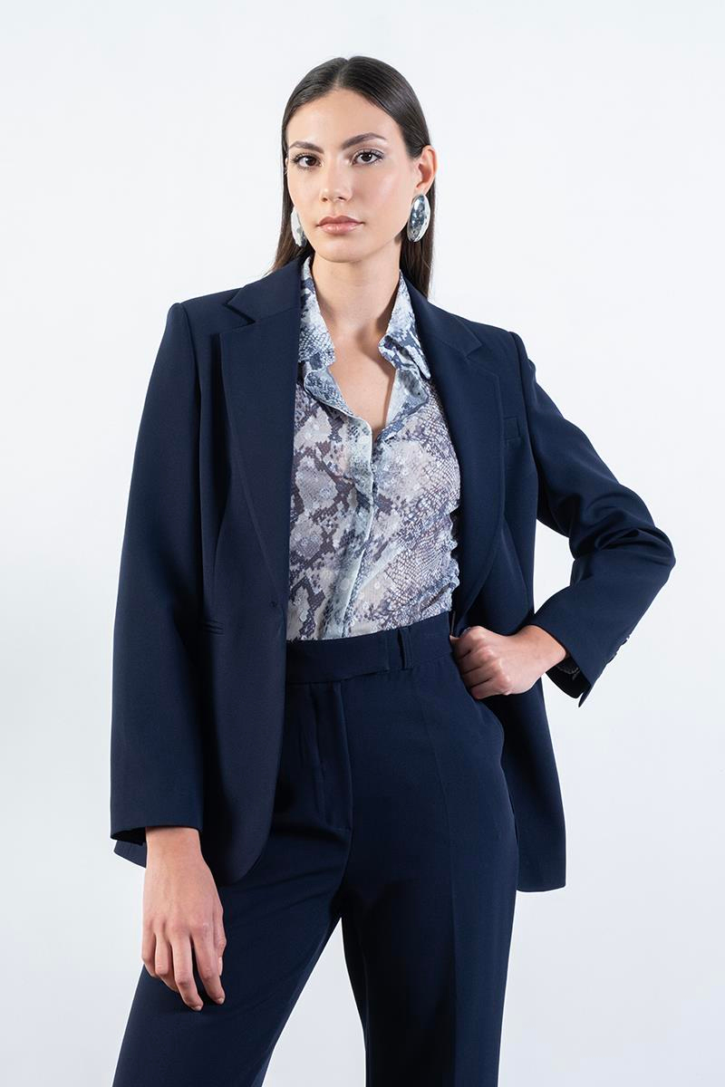 İsauro Erkek Yaka Gizli Patlı Salaş Gömlek LACİVERT