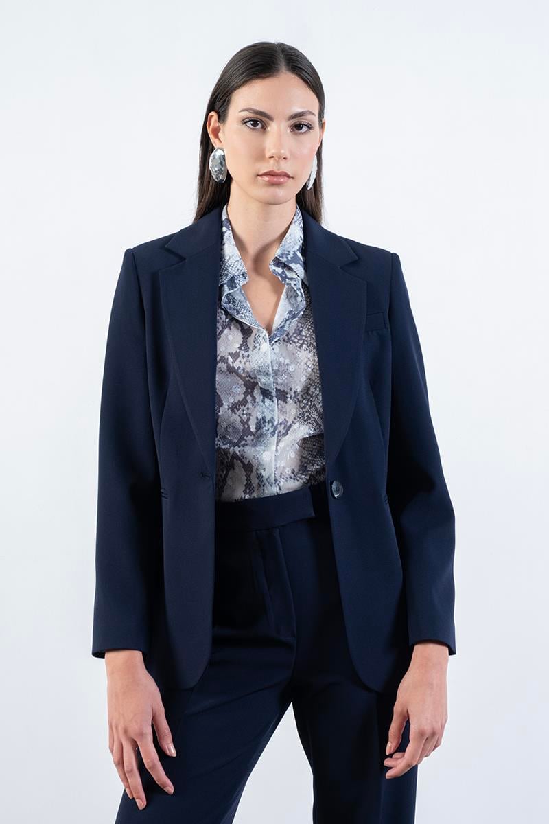 İsauro Erkek Yaka Gizli Patlı Salaş Gömlek LACİVERT