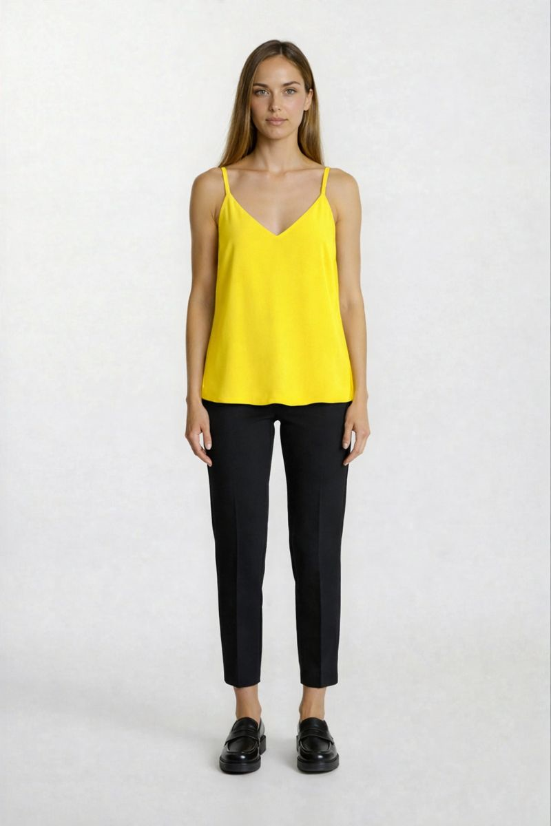 Jackeline Askılı V Yaka Bluz SARI