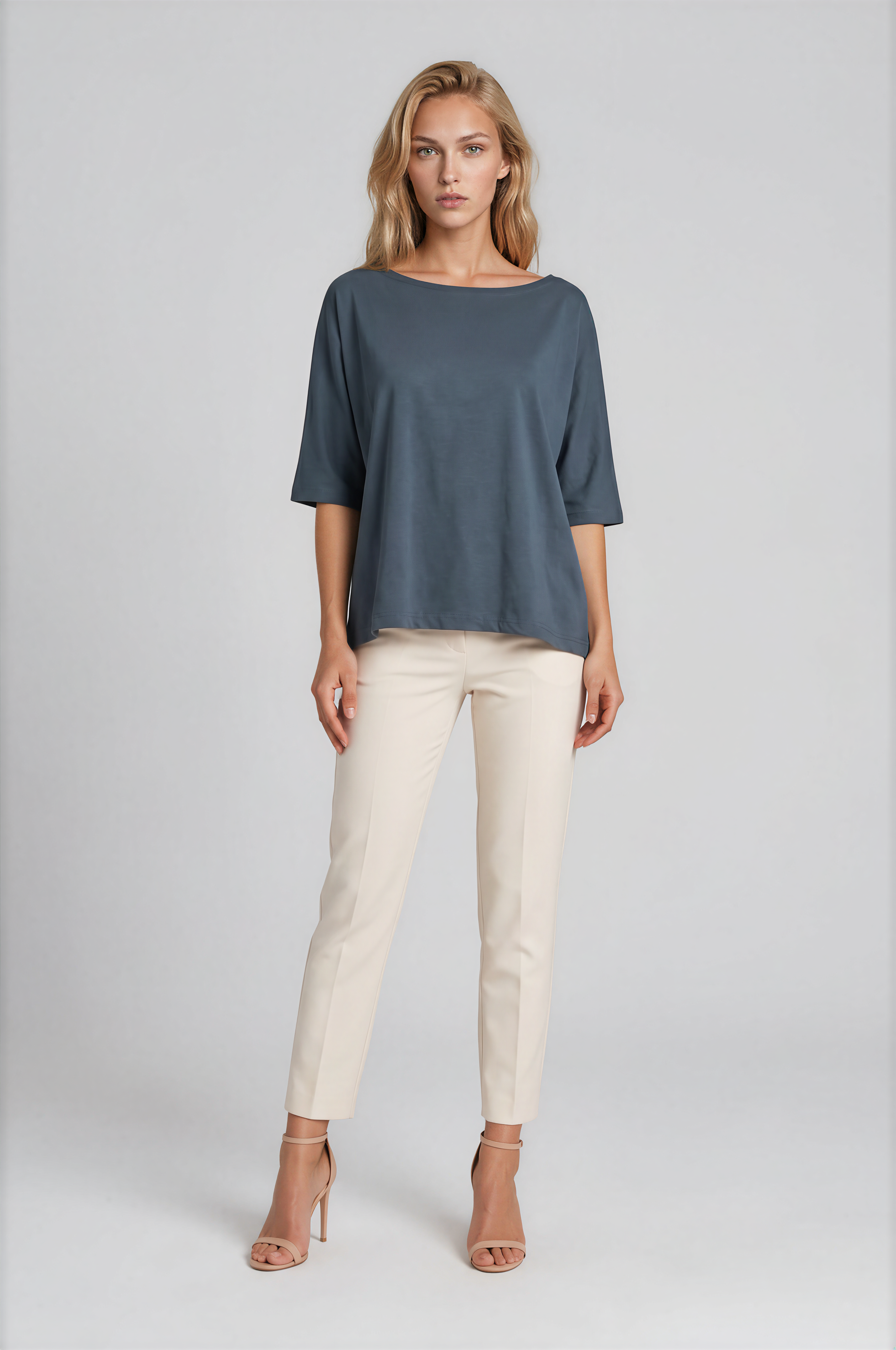 Kayık Yaka Oversize Basic Bluz ANTRASİT