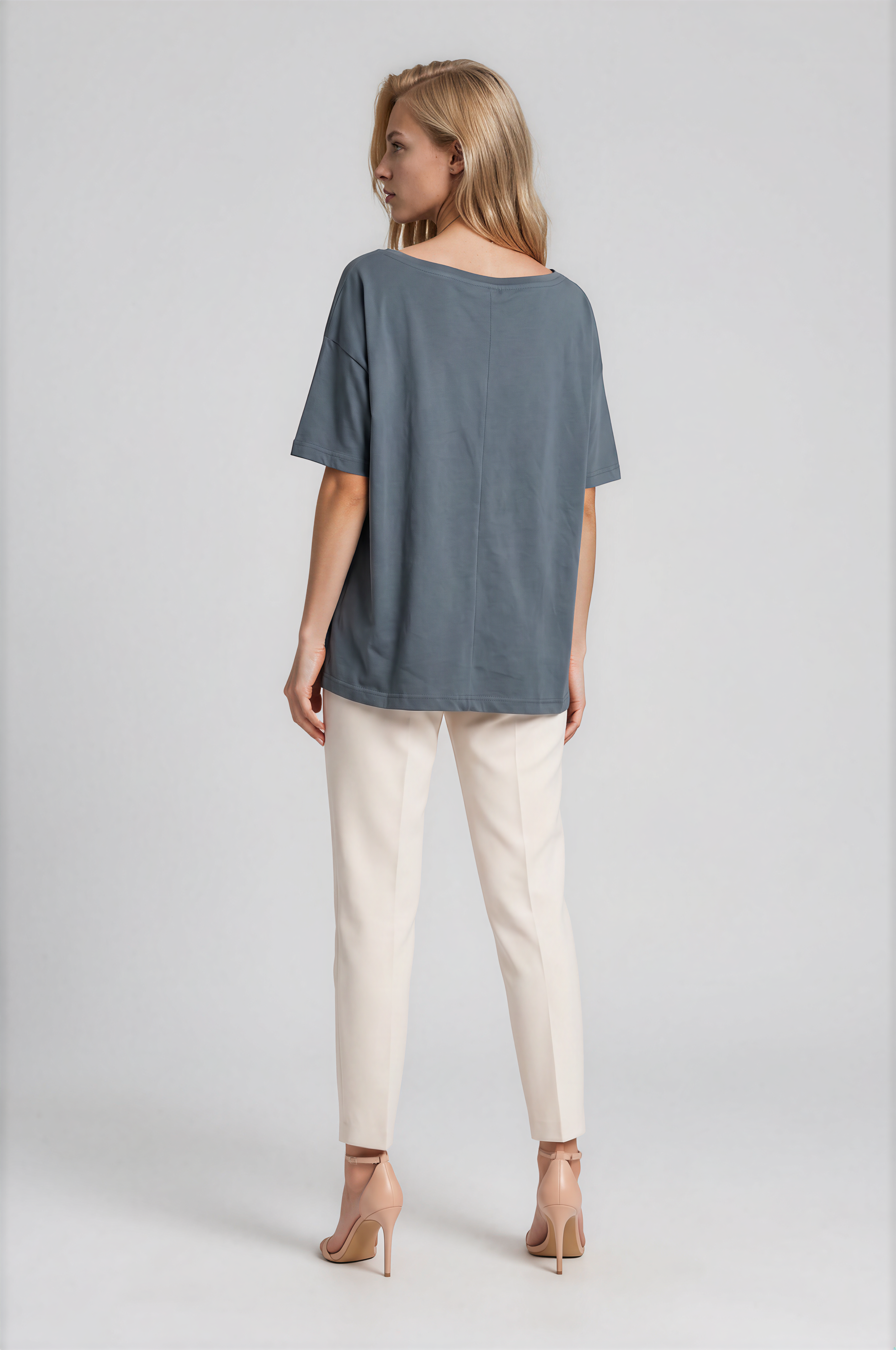 Kayık Yaka Oversize Basic Bluz ANTRASİT