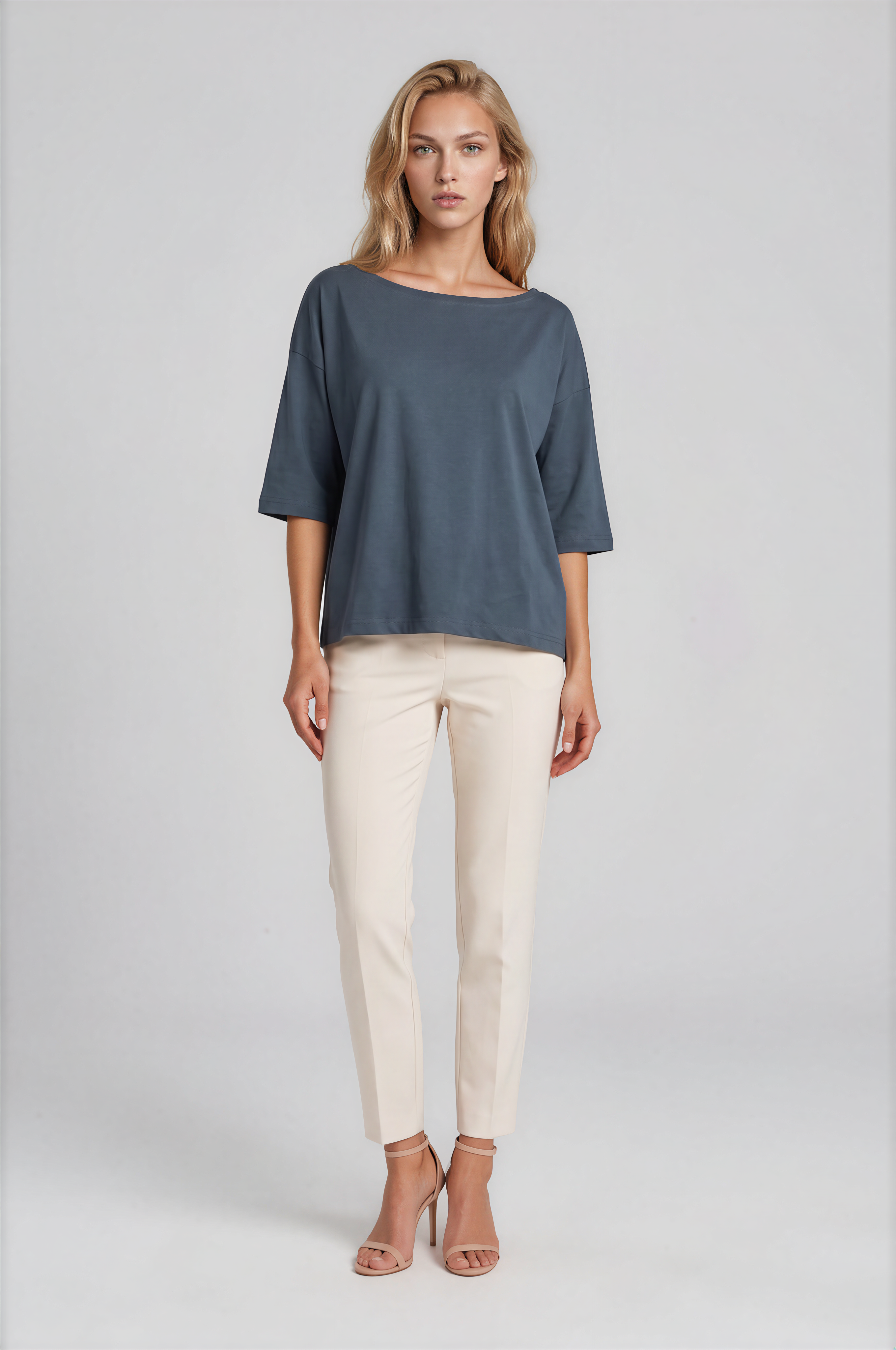 Kayık Yaka Oversize Basic Bluz ANTRASİT