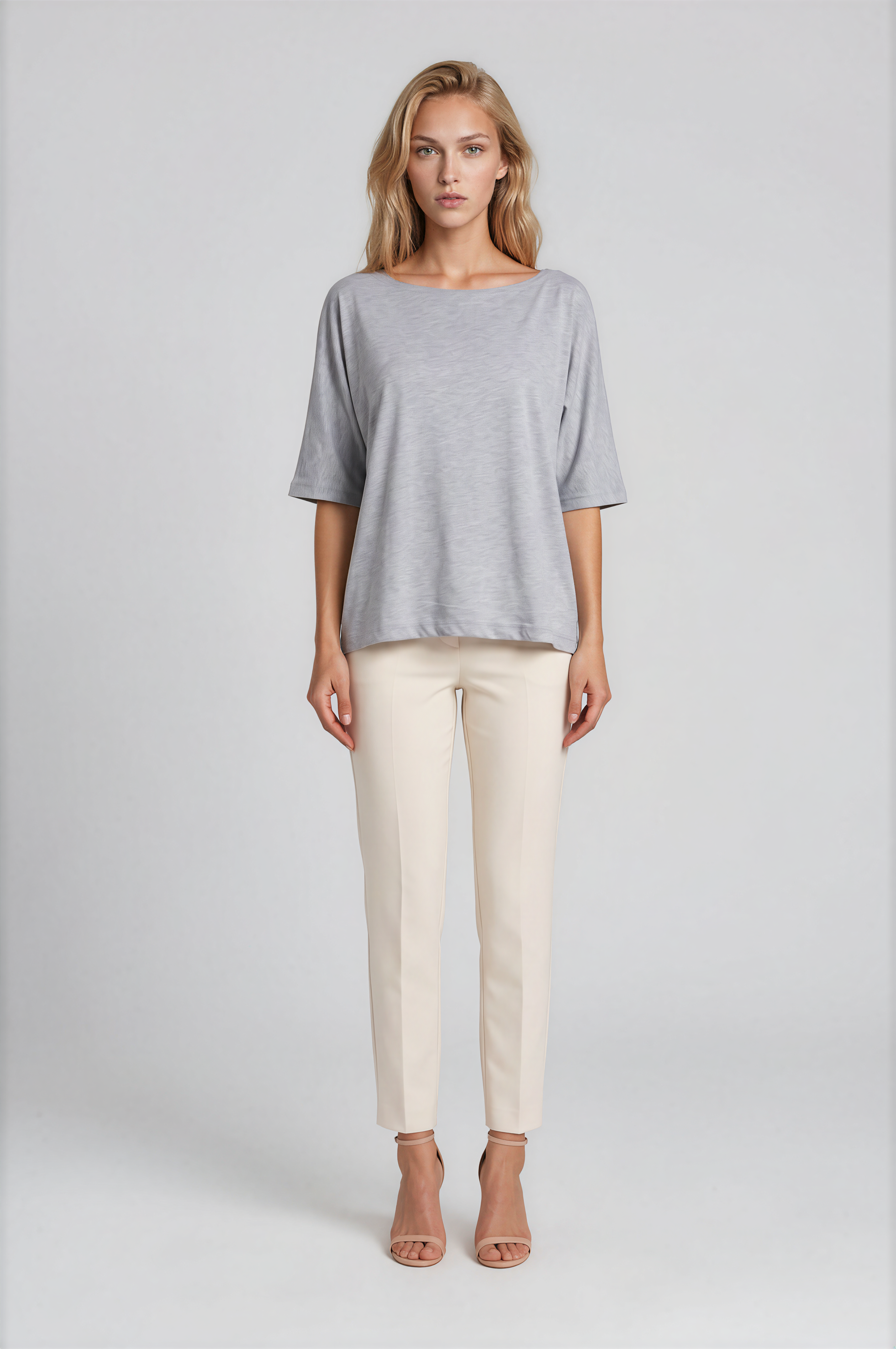 Kayık Yaka Oversize Basic Bluz GRİ