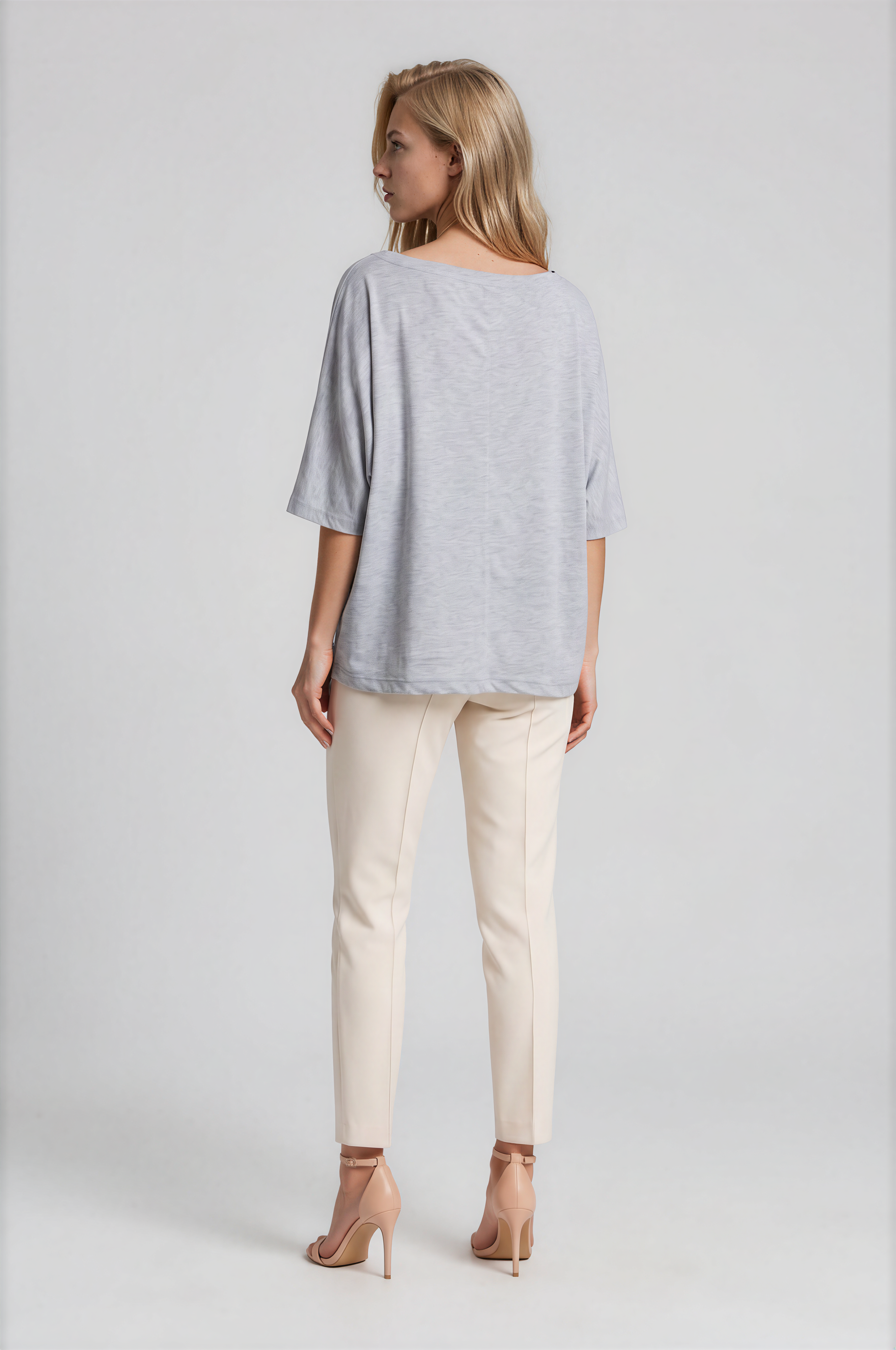 Kayık Yaka Oversize Basic Bluz GRİ