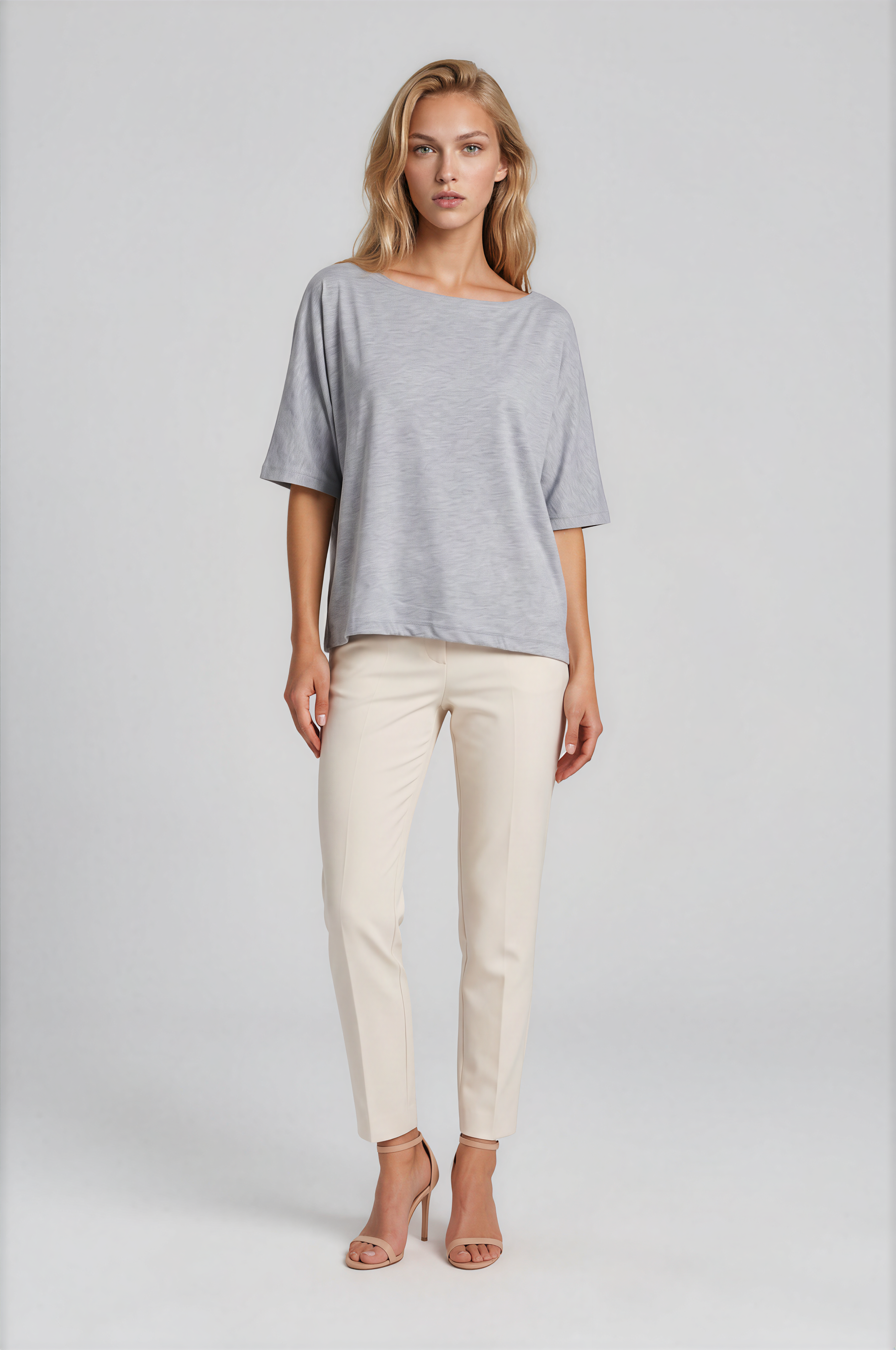 Kayık Yaka Oversize Basic Bluz GRİ