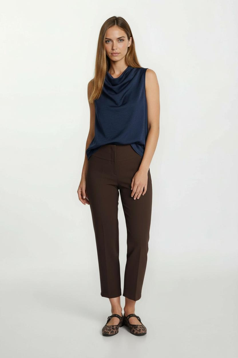 Licio Omuzlar Pileli Degaje Yaka Bluz LACİVERT