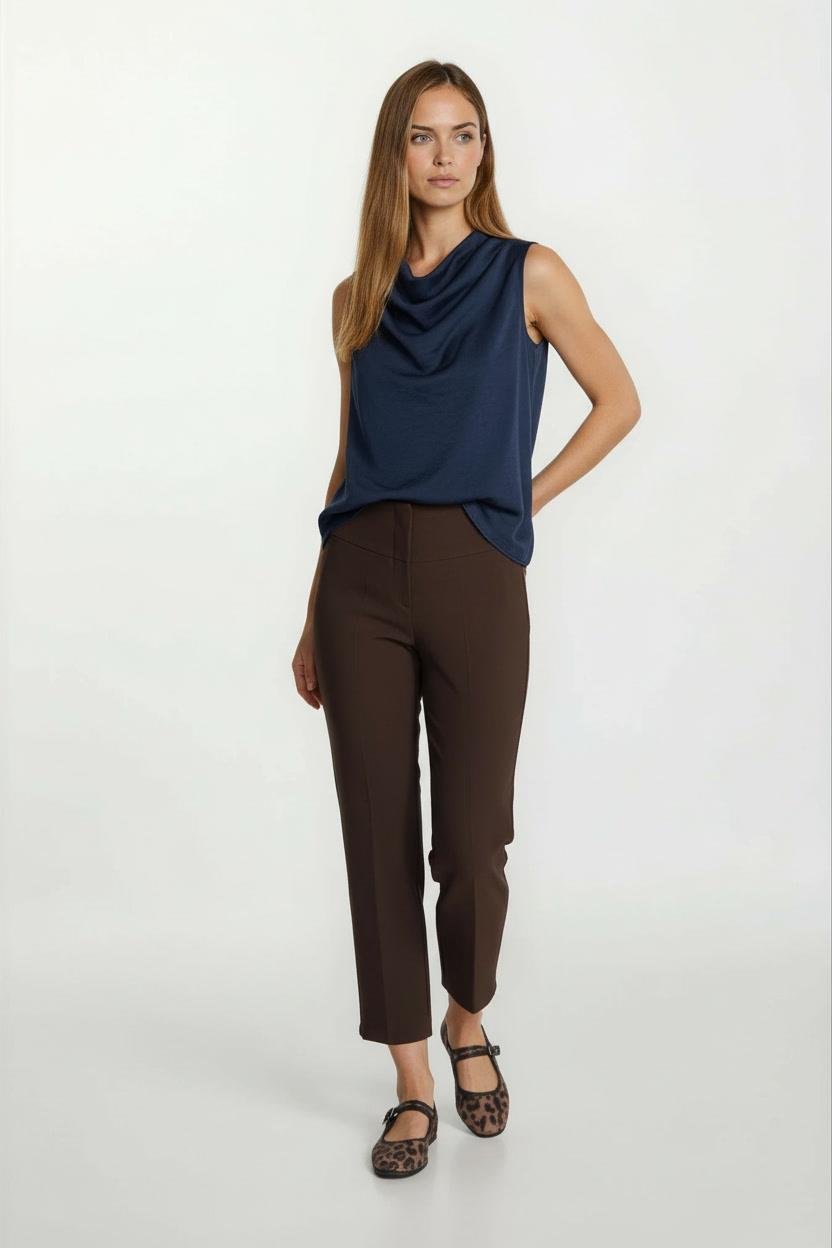 Licio Omuzlar Pileli Degaje Yaka Bluz LACİVERT