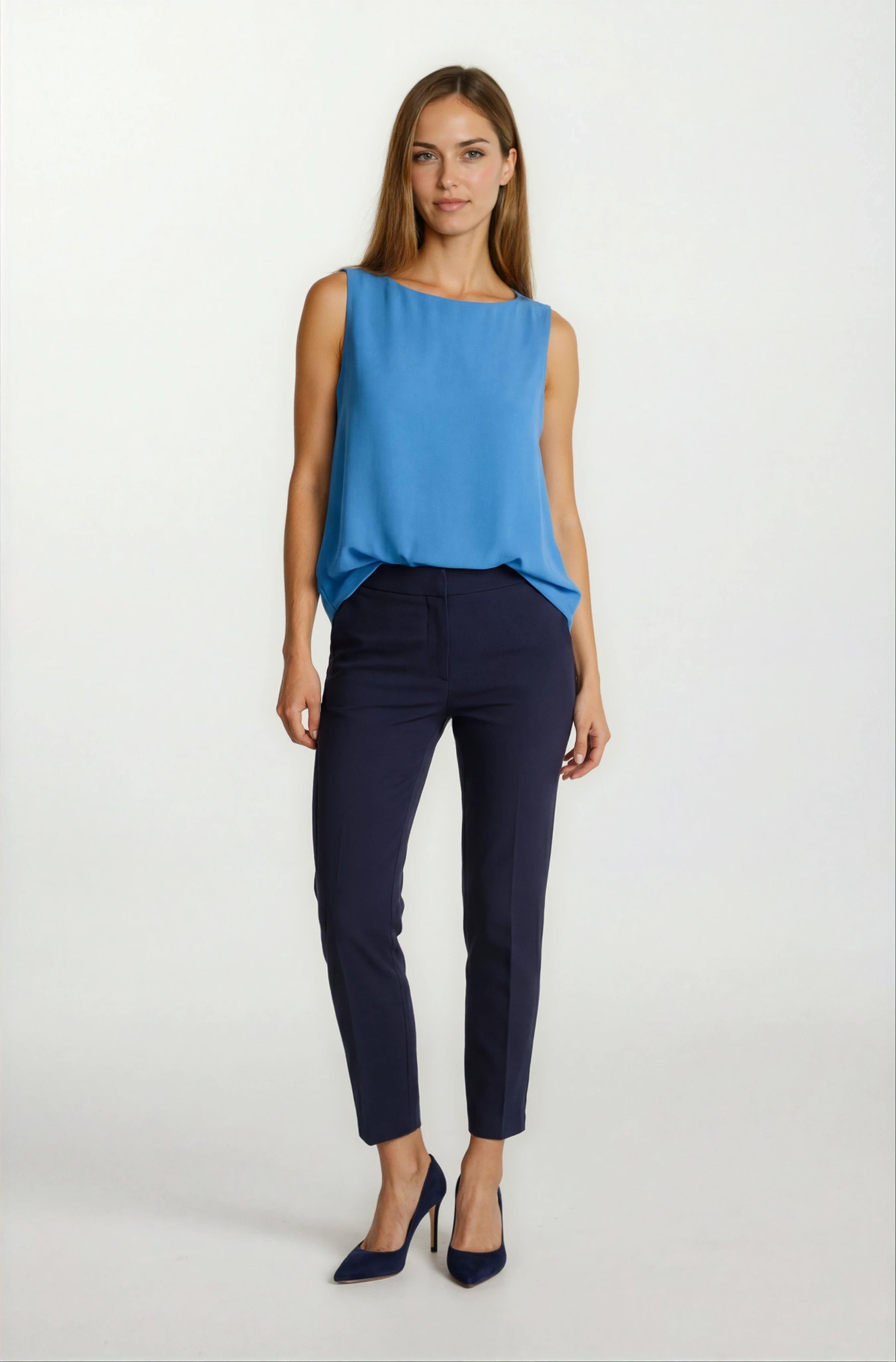 Loretana Kolsuz Rahat Kesim Bluz MAVİ