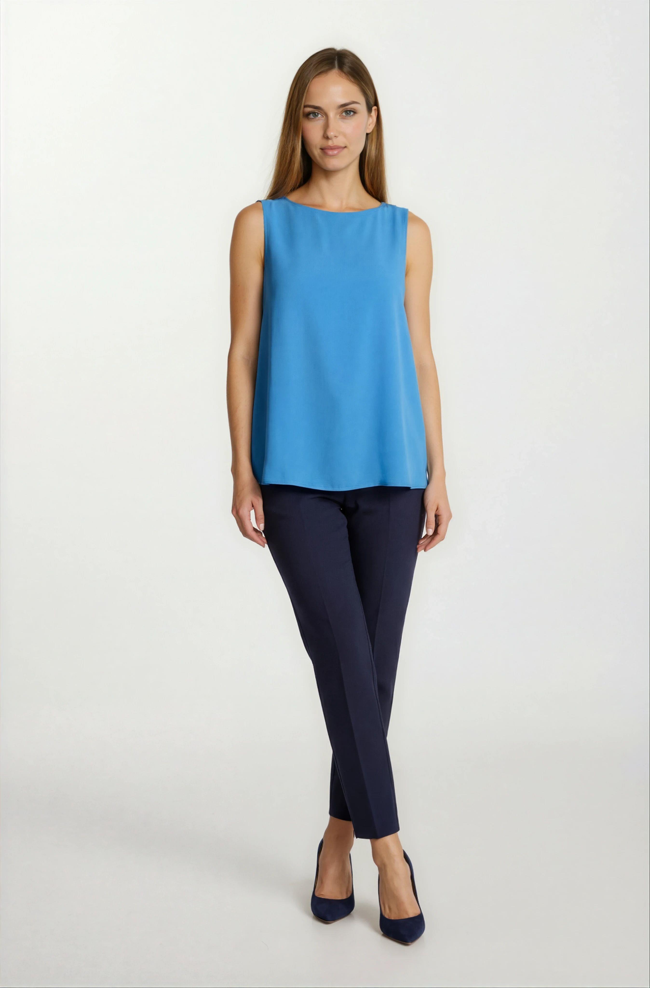 Loretana Kolsuz Rahat Kesim Bluz MAVİ