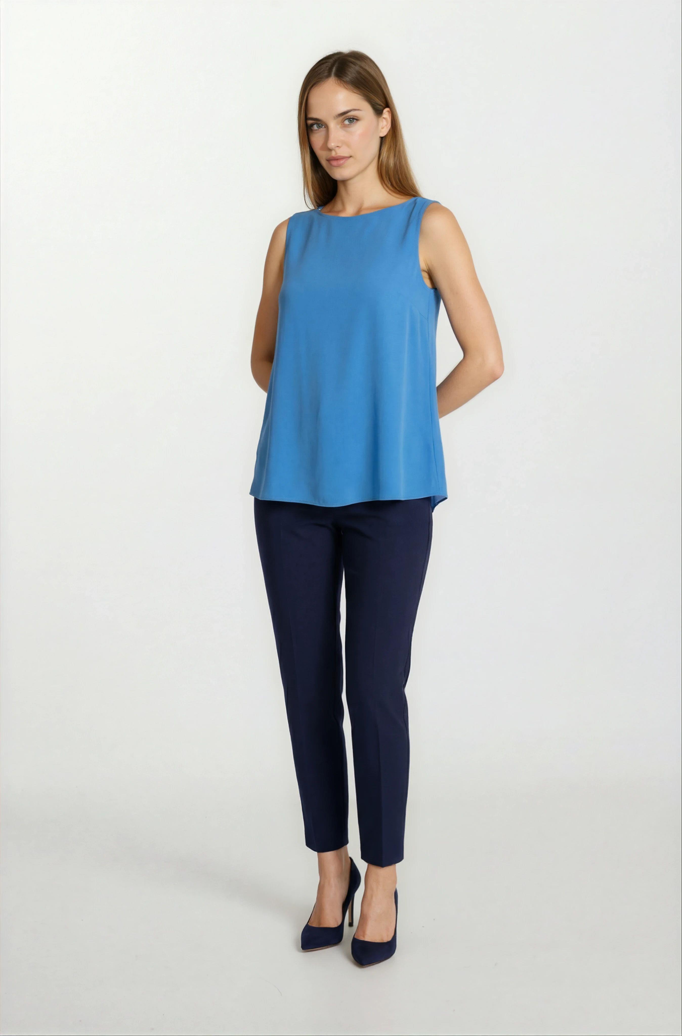 Loretana Kolsuz Rahat Kesim Bluz MAVİ