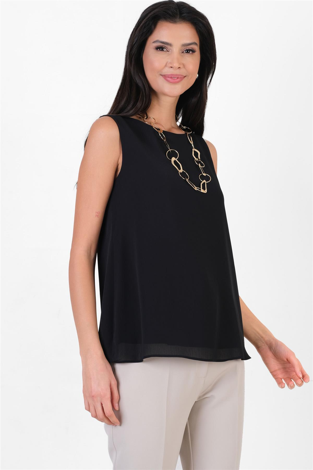 Loretana Kolsuz Rahat Kesim Bluz SİYAH