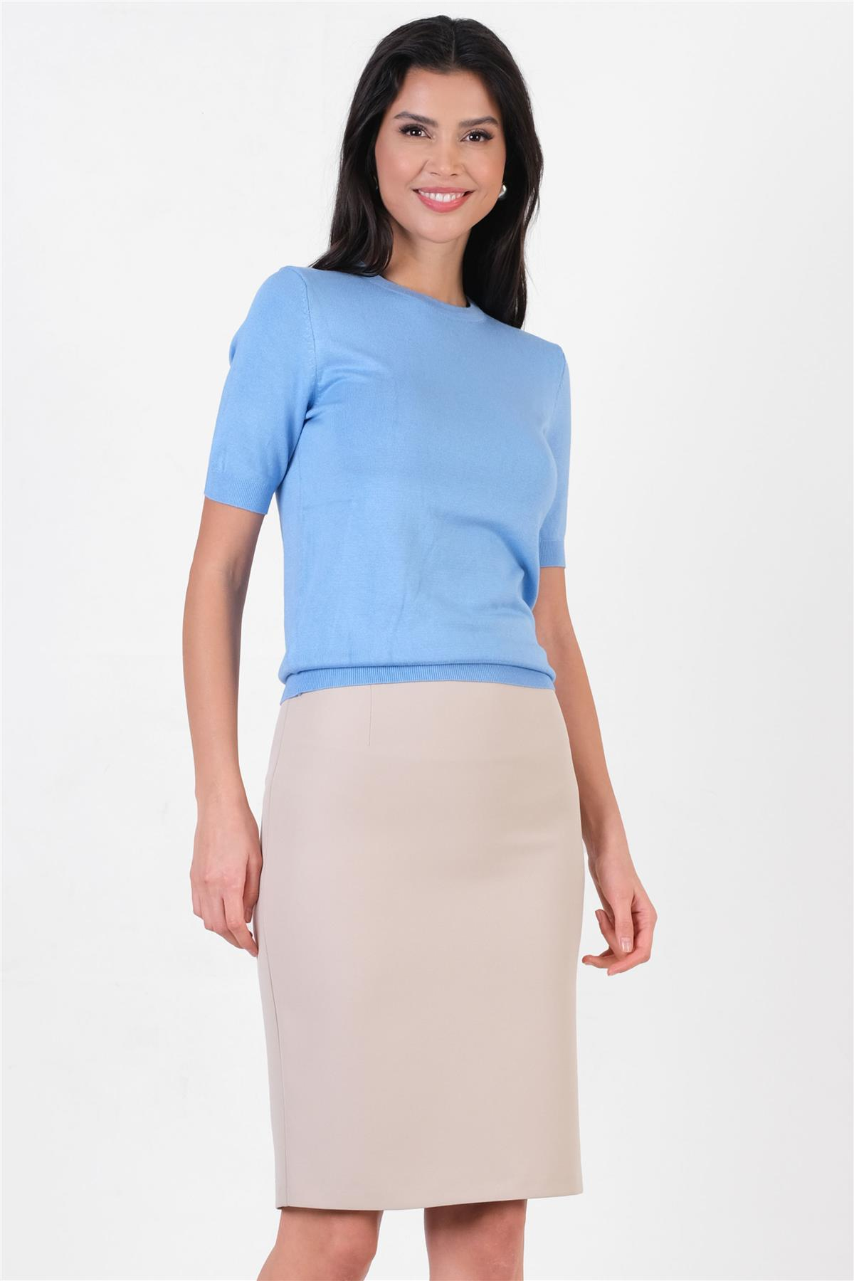 Mandy Klasik Yırtmaçlı Etek TAŞ