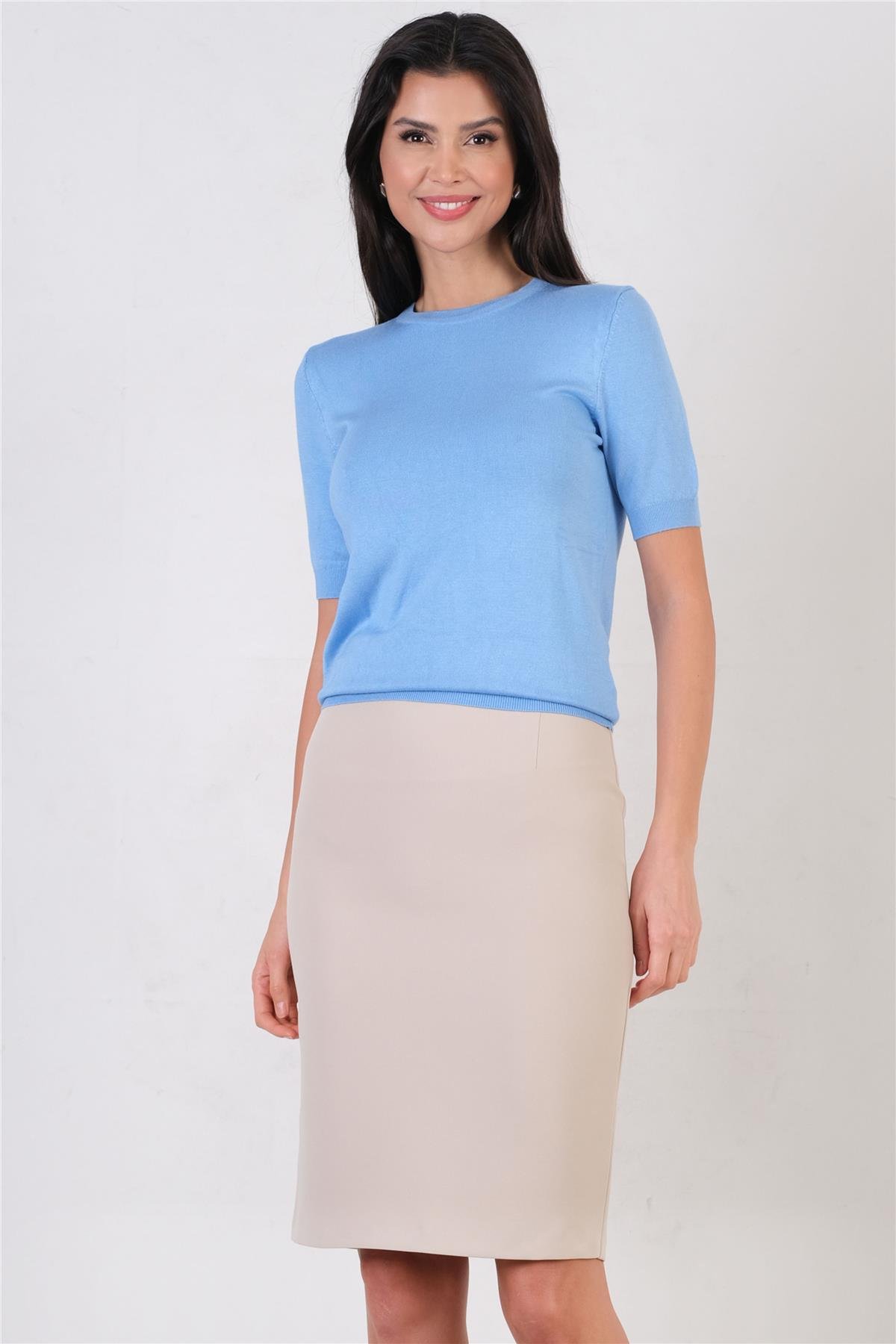 Mandy Klasik Yırtmaçlı Etek TAŞ