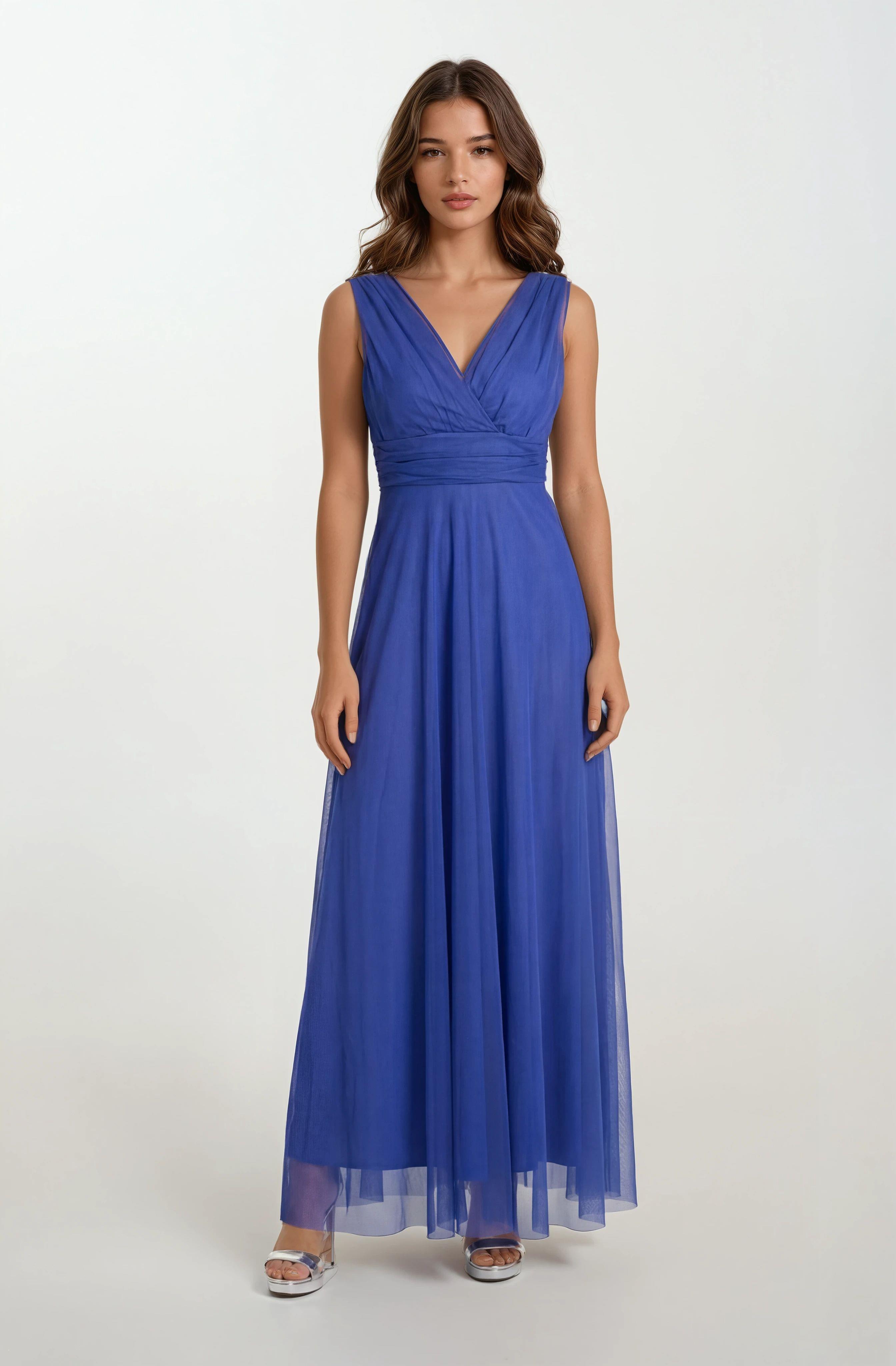 Margaritaı Kruvaze Beli Drapeli Uzun Abiye Elbise SAKS